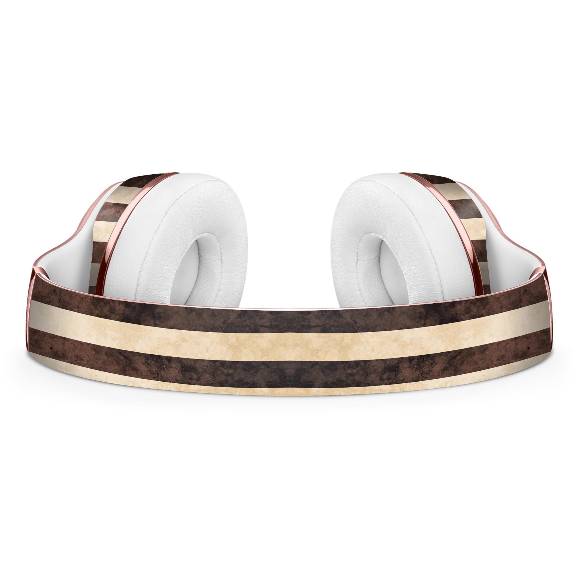 Antique Cocoa and Tan Vertical Stripes Skin Kit for Beats by Dre Solo 3 Wireless Headphones, showcasing a stylish design and premium quality.