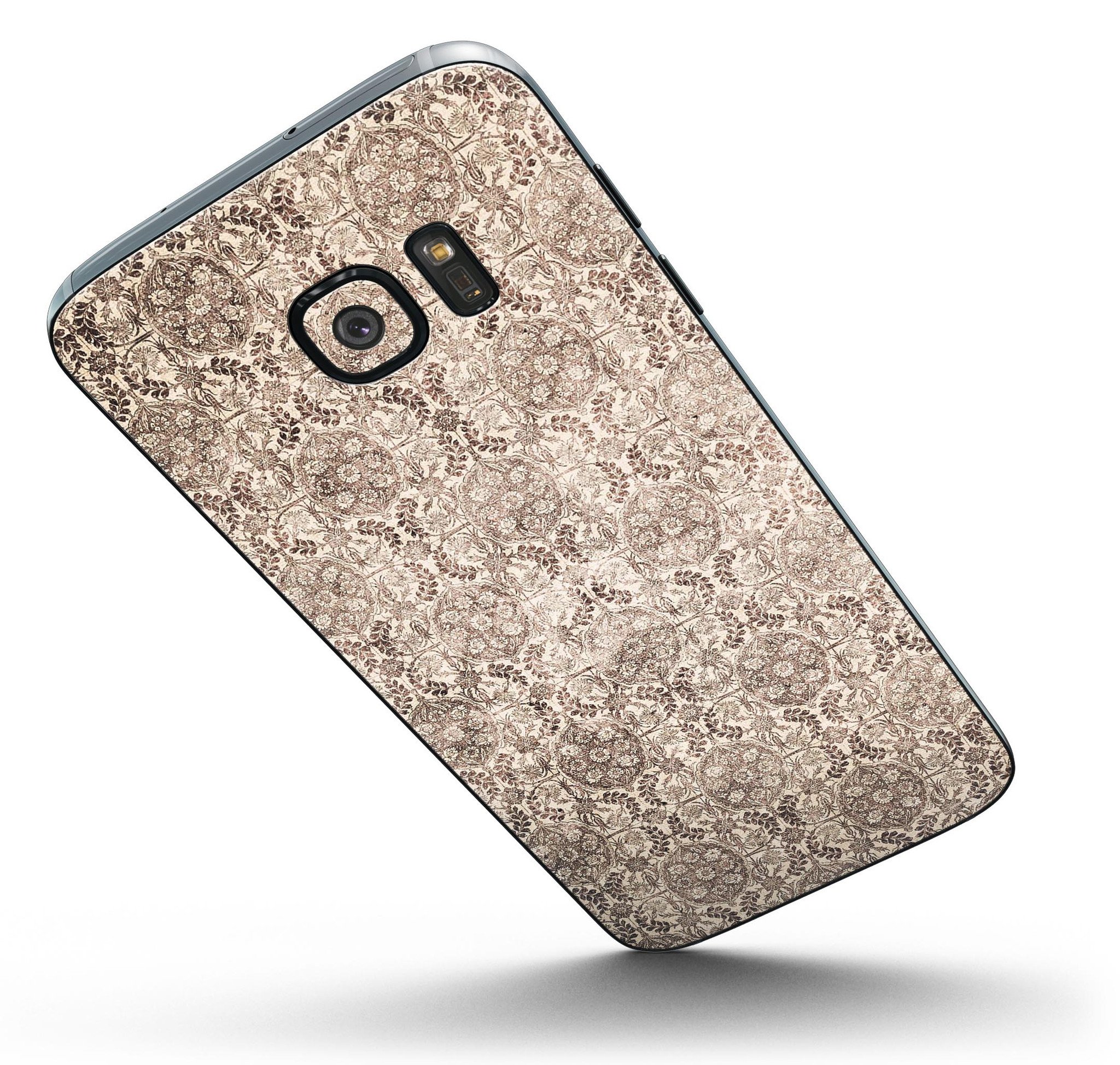 Antique Cocoa Rose Table skin for Samsung Galaxy S7/S7 Edge, showcasing a stylish design with premium vinyl finish.