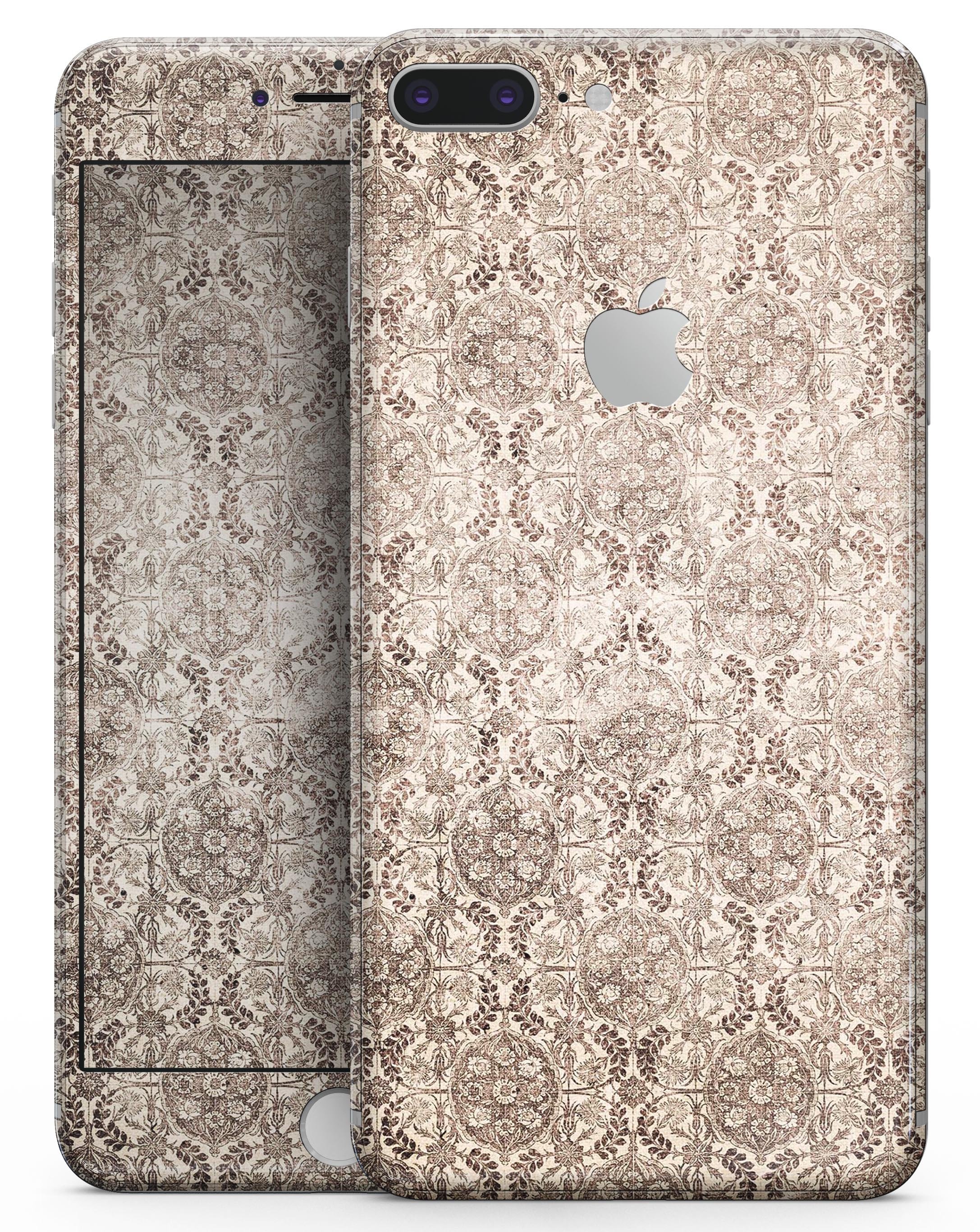 Antique Cocoa Rose Table skin for iPhone 8 and 8 Plus, showcasing a beautiful floral design on premium vinyl.