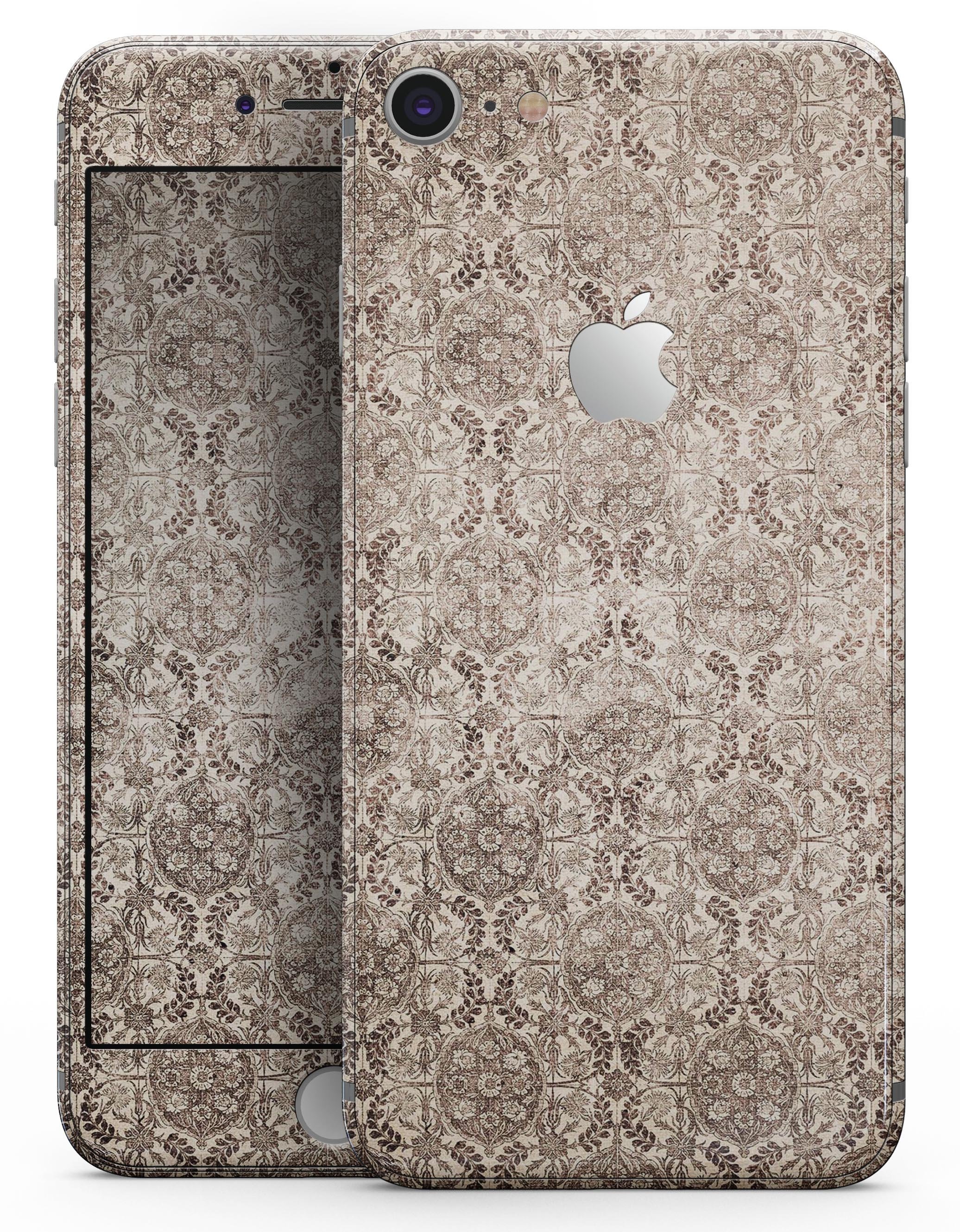 Antique Cocoa Rose Table skin for iPhone 8 and 8 Plus, showcasing a beautiful floral design on premium vinyl.