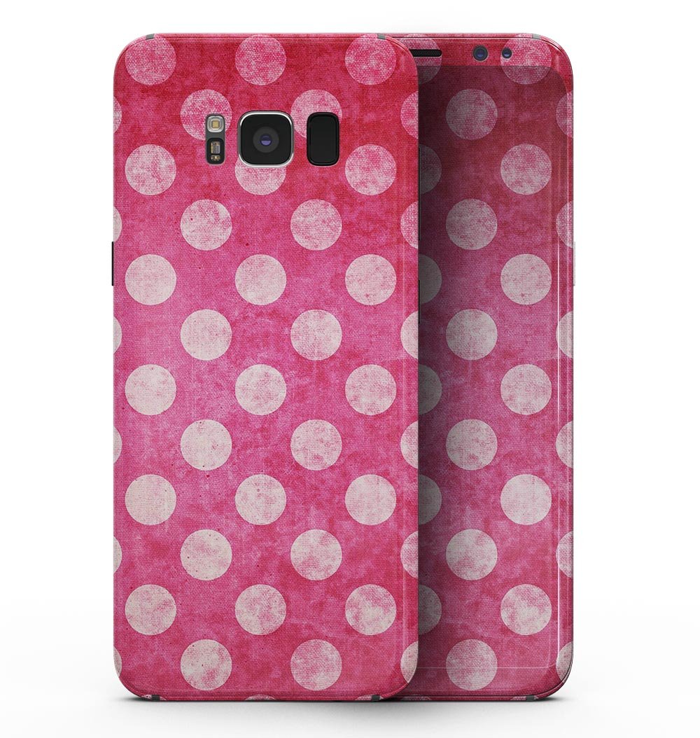 Antique Magenta and Pink Polkadotted Pattern skin for Samsung Galaxy S8, showcasing vibrant colors and stylish design.