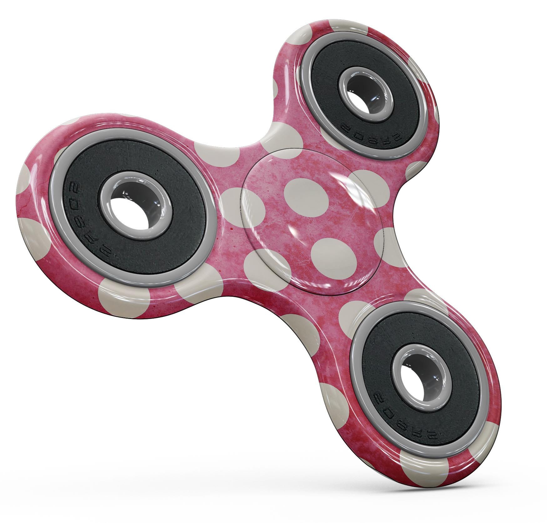 Antique Red and White Polkadot Pattern Full-Body Fidget Spinner skin, showcasing vibrant colors and a stylish design.