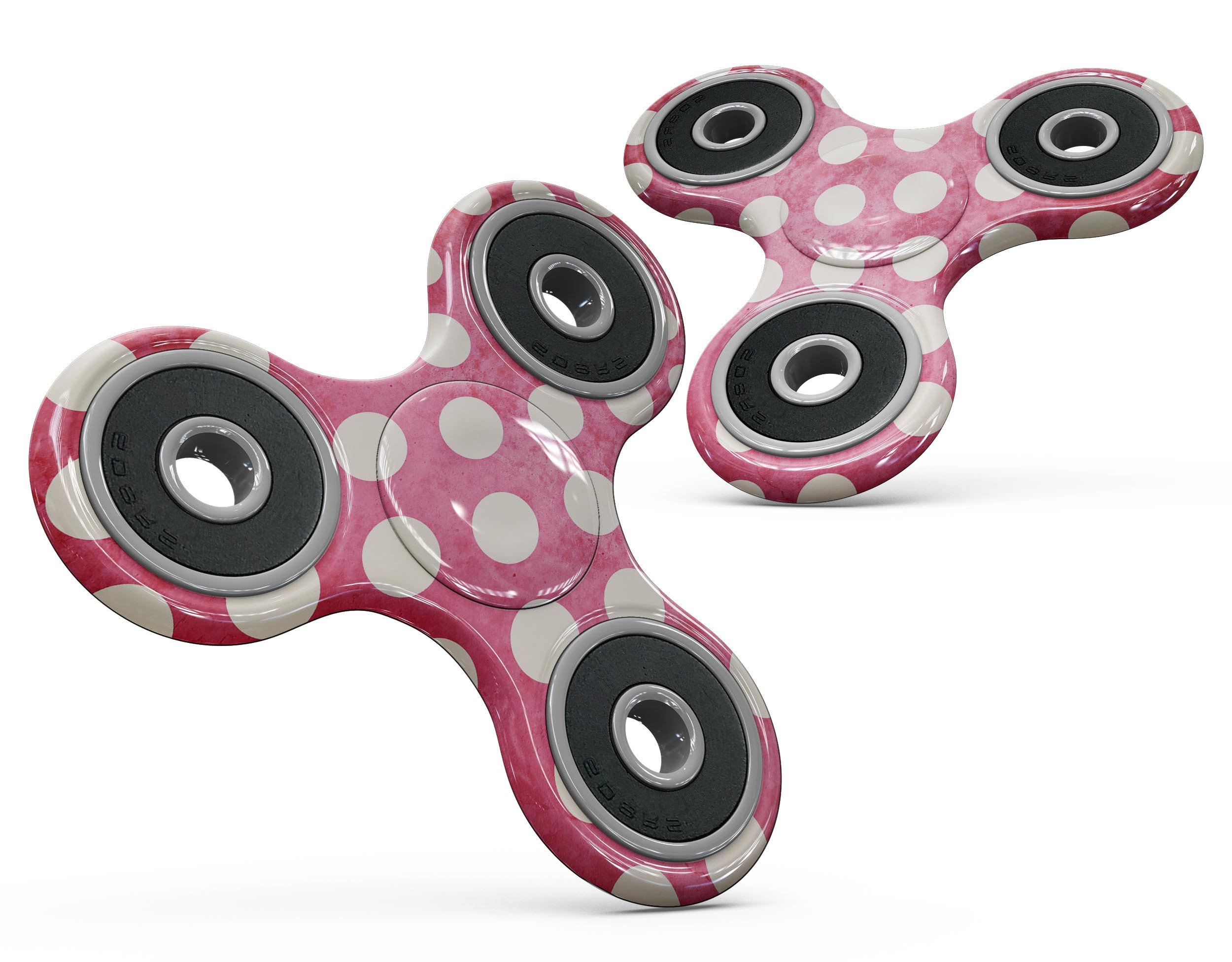 Antique Red and White Polkadot Pattern Full-Body Fidget Spinner skin, showcasing vibrant colors and a stylish design.