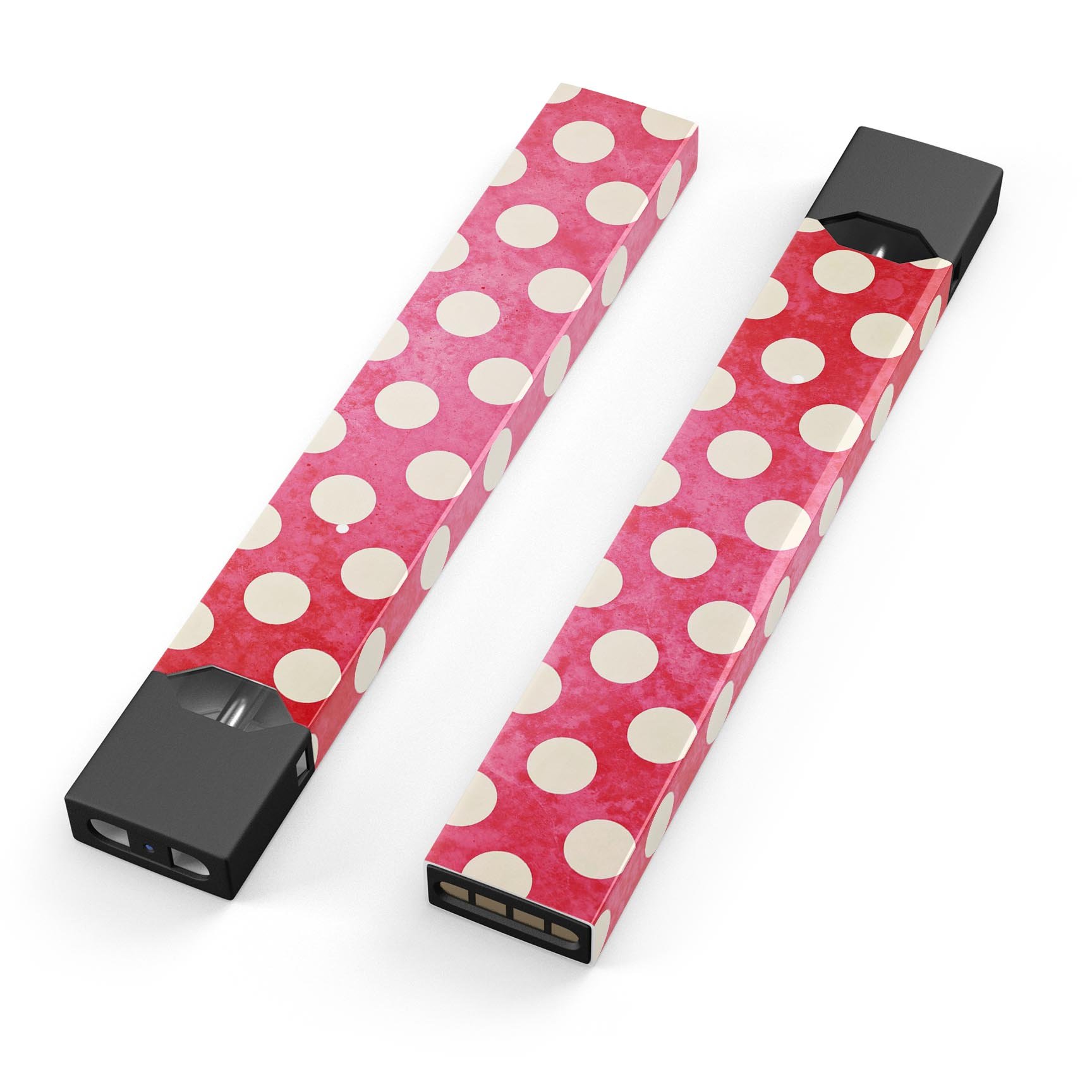 Antique Red and White Polkadot Pattern Premium Decal for JUUL vaping device, showcasing vibrant colors and precise cut.