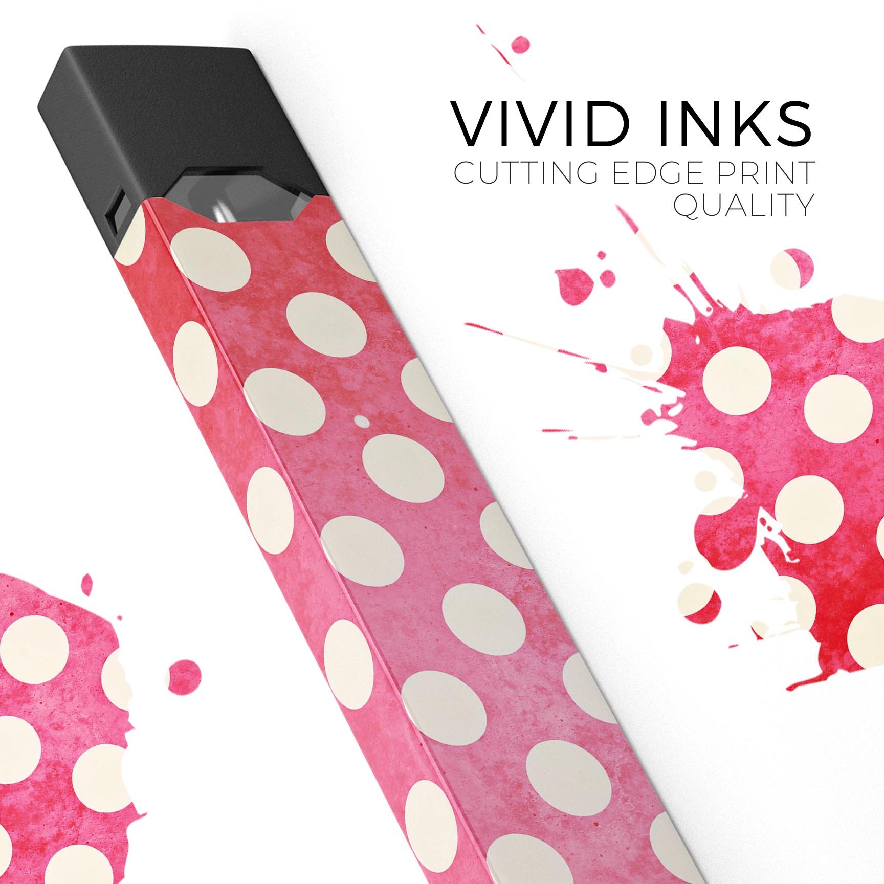 Antique Red and White Polkadot Pattern Premium Decal for JUUL vaping device, showcasing vibrant colors and precise cut.