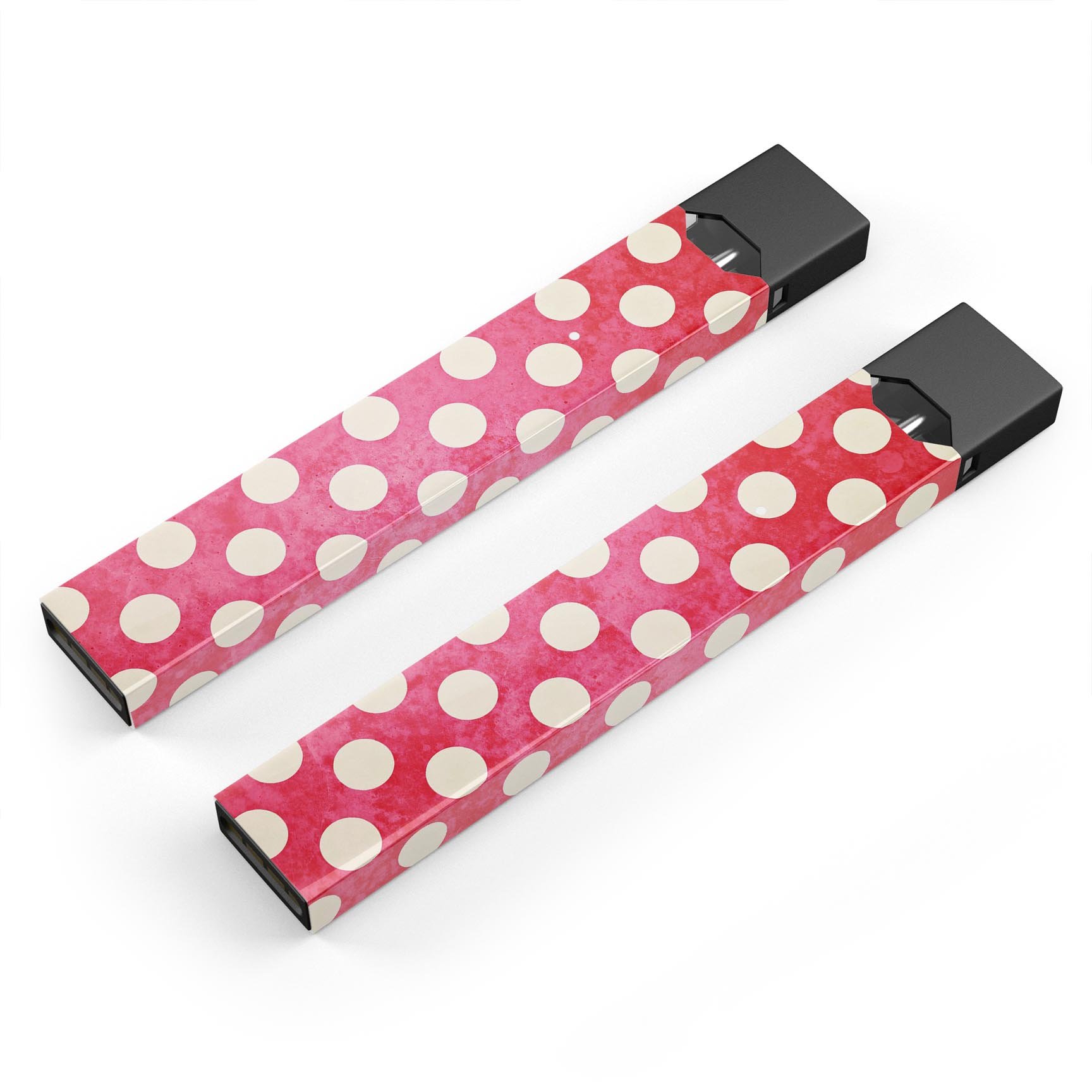 Antique Red and White Polkadot Pattern Premium Decal for JUUL vaping device, showcasing vibrant colors and precise cut.