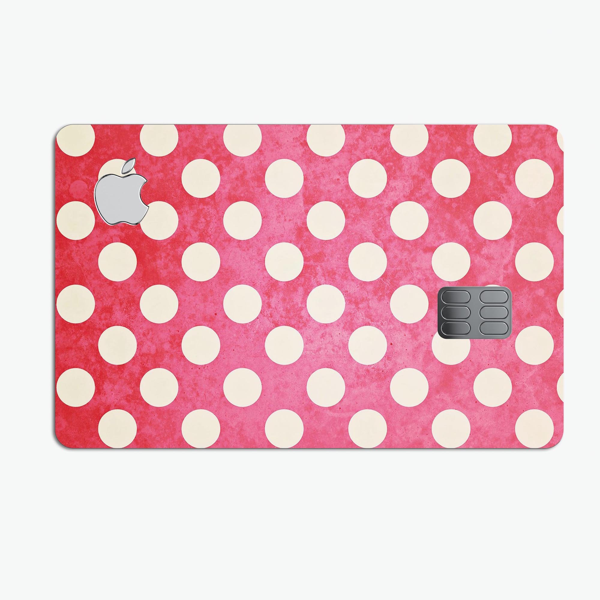 Antique Red and White Polkadot Pattern decal for Apple Card, showcasing vibrant colors and a stylish design.