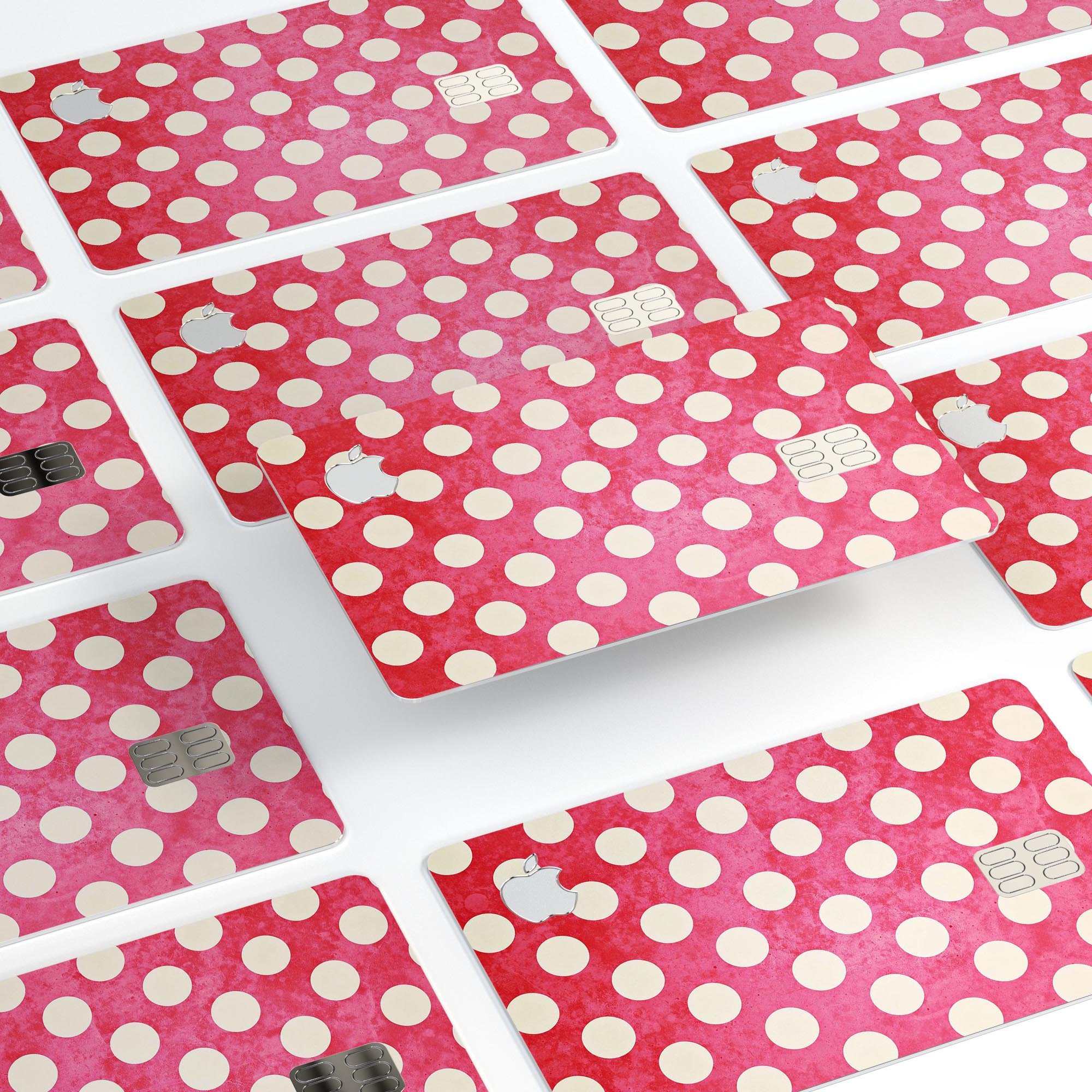 Antique Red and White Polkadot Pattern decal for Apple Card, showcasing vibrant colors and a stylish design.