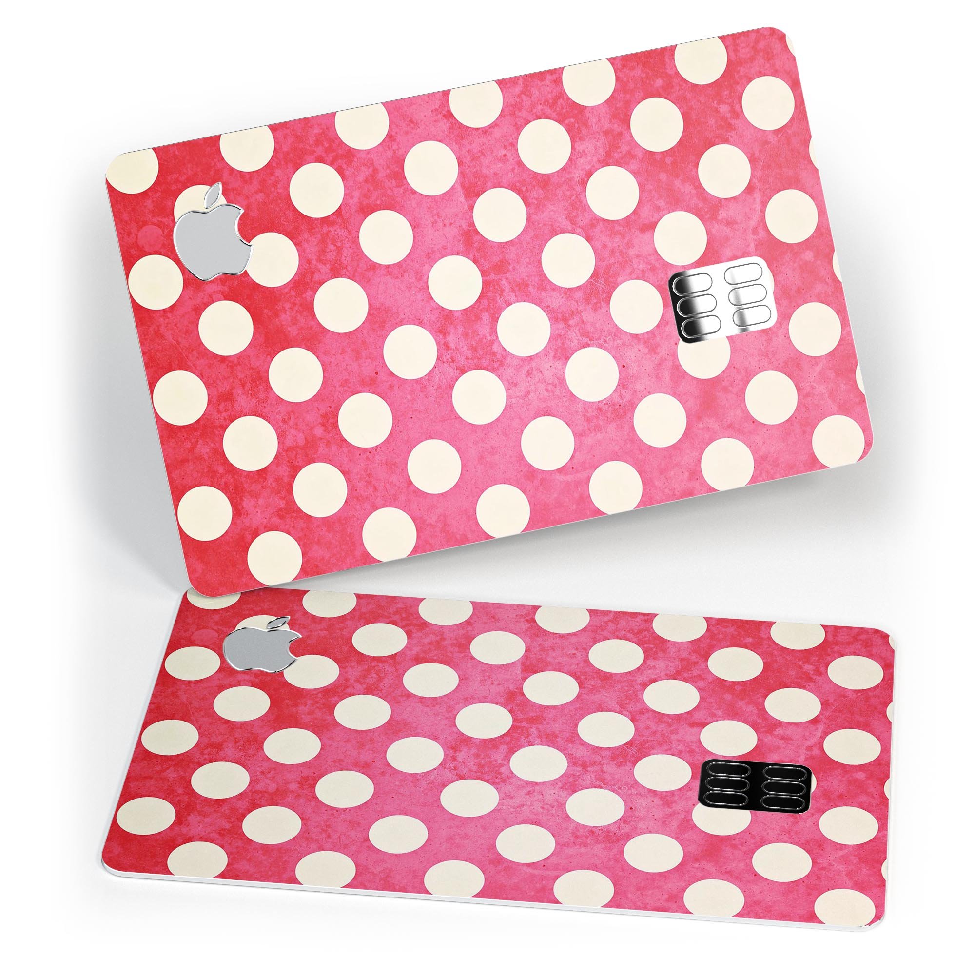 Antique Red and White Polkadot Pattern decal for Apple Card, showcasing vibrant colors and a stylish design.