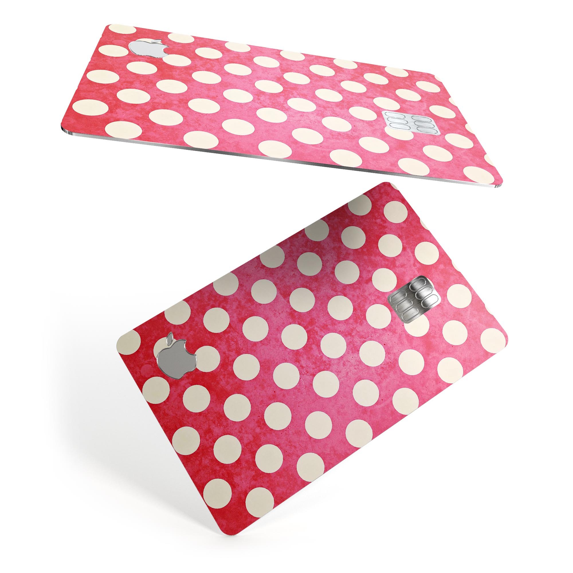 Antique Red and White Polkadot Pattern decal for Apple Card, showcasing vibrant colors and a stylish design.