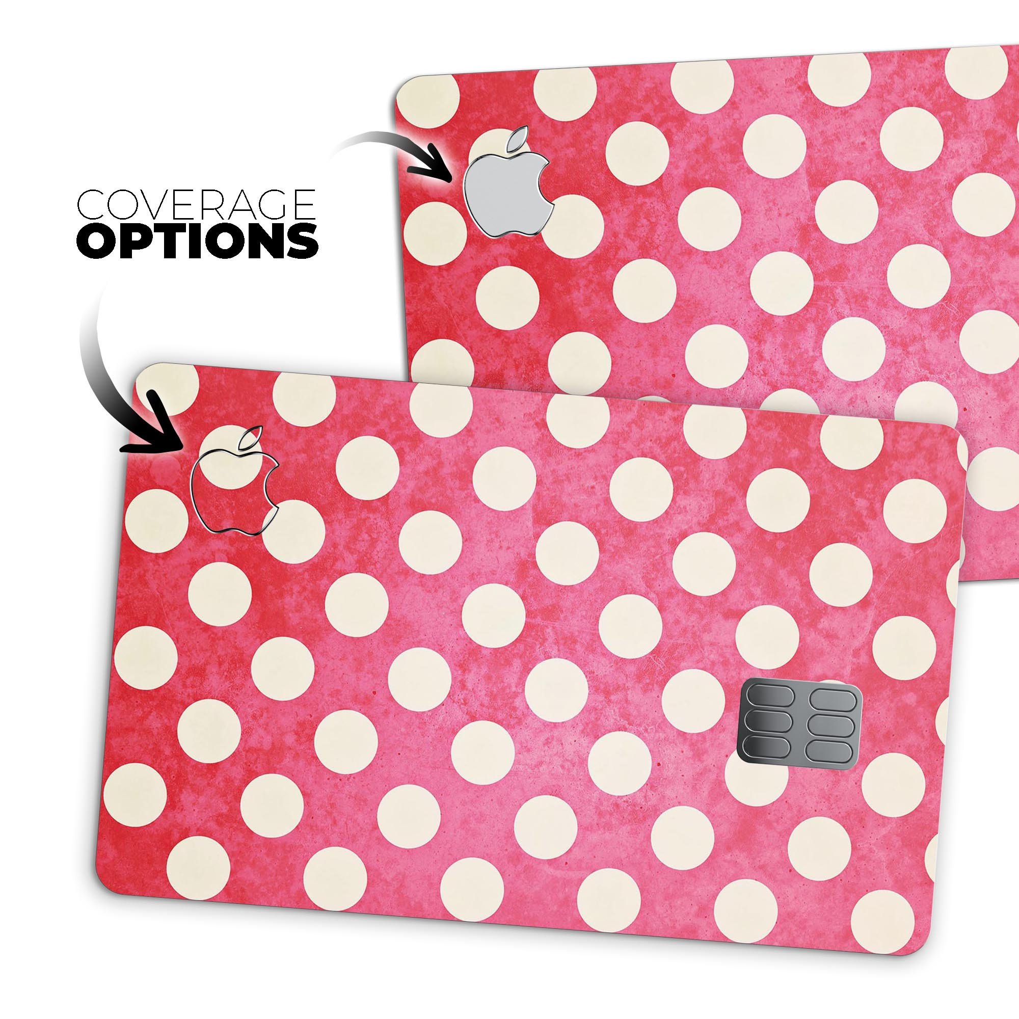 Antique Red and White Polkadot Pattern decal for Apple Card, showcasing vibrant colors and a stylish design.