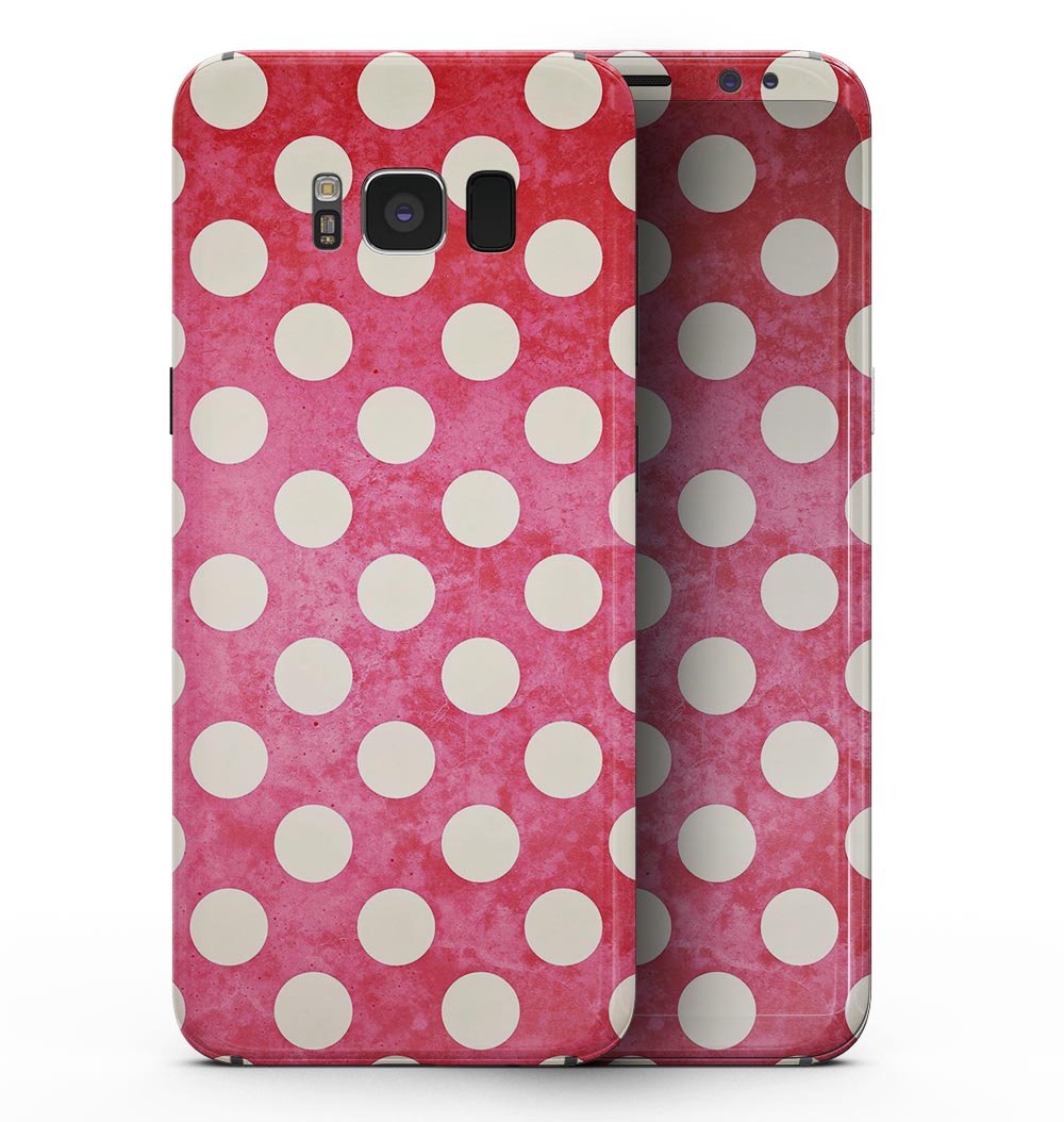 Antique Red and White Polkadot Pattern skin for Samsung Galaxy S8, showcasing vibrant colors and a stylish design.