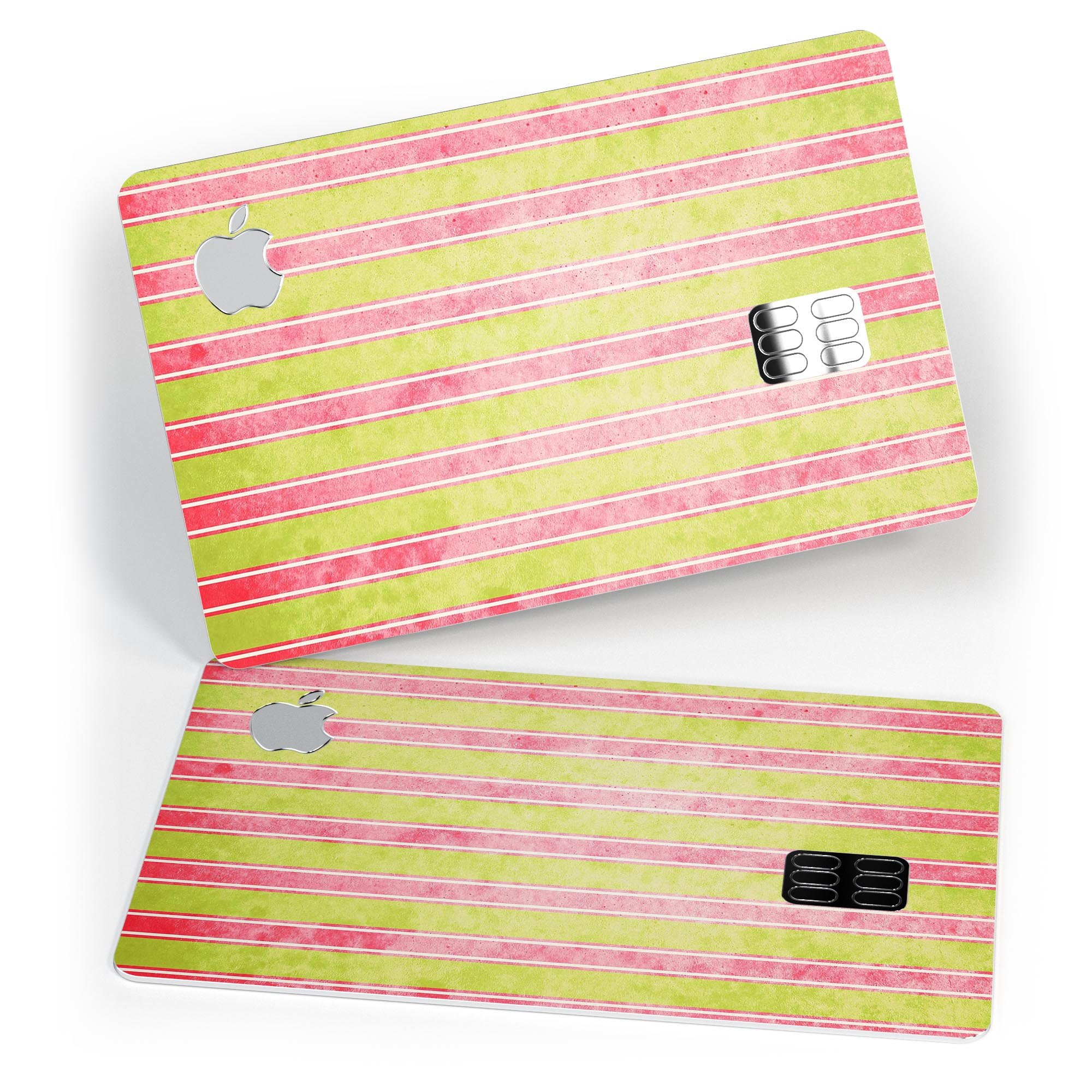 Antique Red and Yellow Vertical Stripes Premium Protective Decal for Apple Card, showcasing vibrant colors and a sleek design.