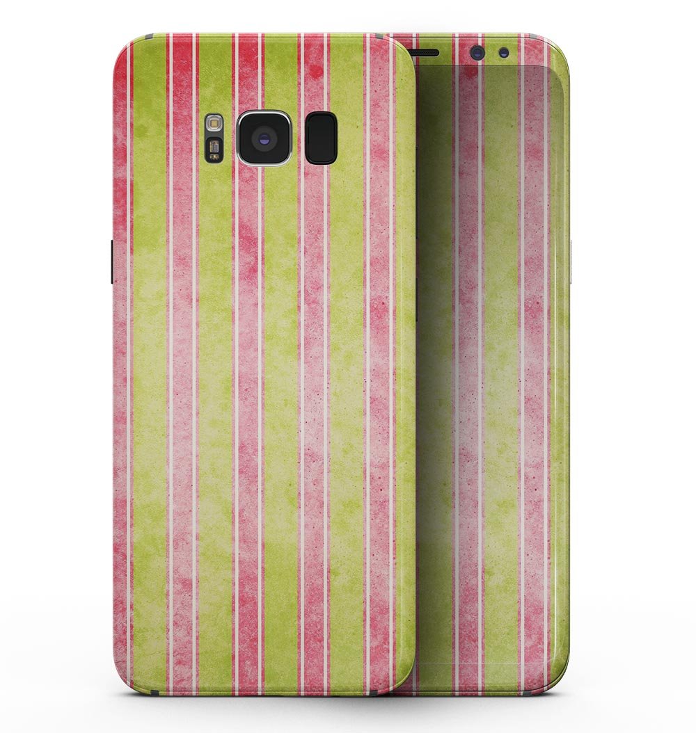 Antique Red and Yellow Vertical Stripes skin for Samsung Galaxy S8, showcasing vibrant colors and a stylish design.