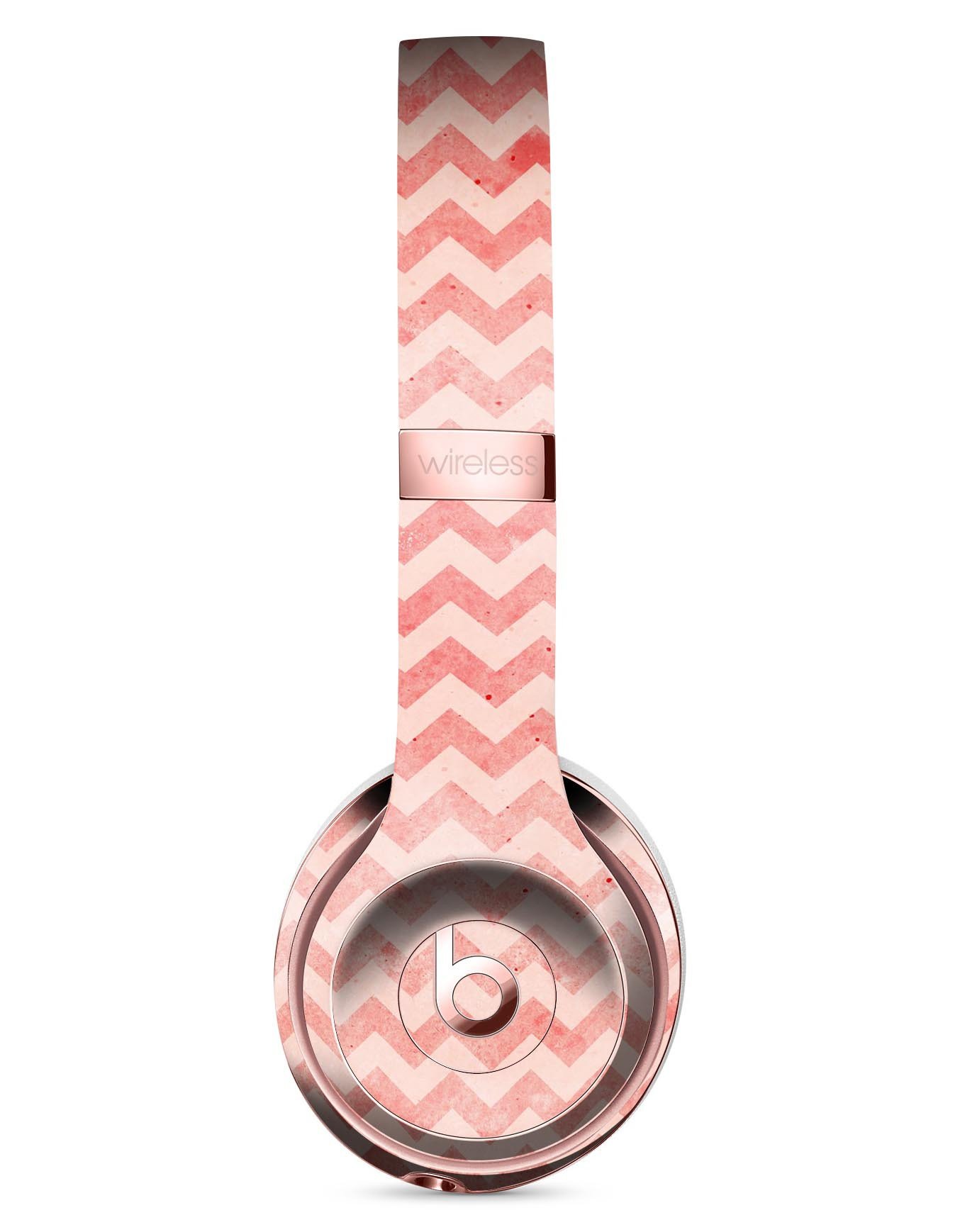 Antique Red Blush Chevron Pattern Skin Kit for Beats by Dre Solo 3 Wireless Headphones, showcasing stylish design and premium vinyl material.