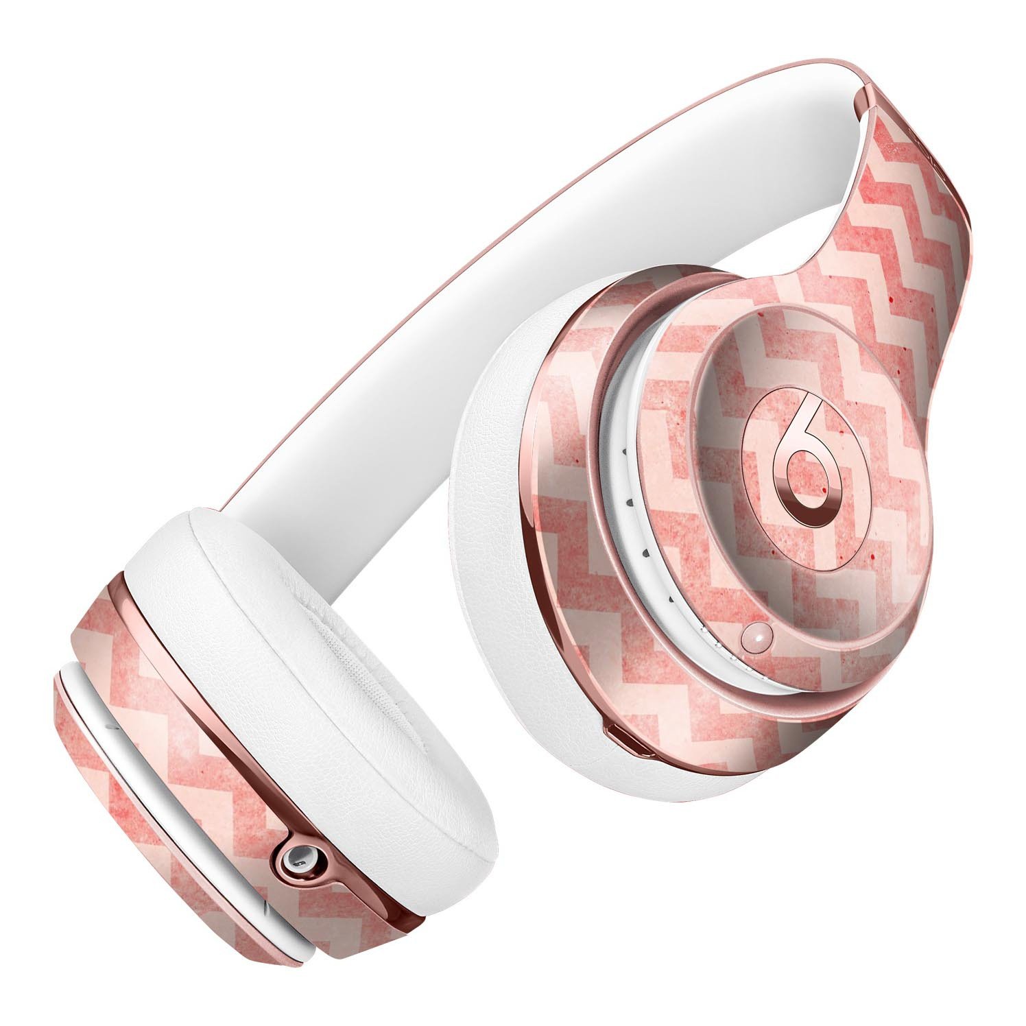 Antique Red Blush Chevron Pattern Skin Kit for Beats by Dre Solo 3 Wireless Headphones, showcasing stylish design and premium vinyl material.