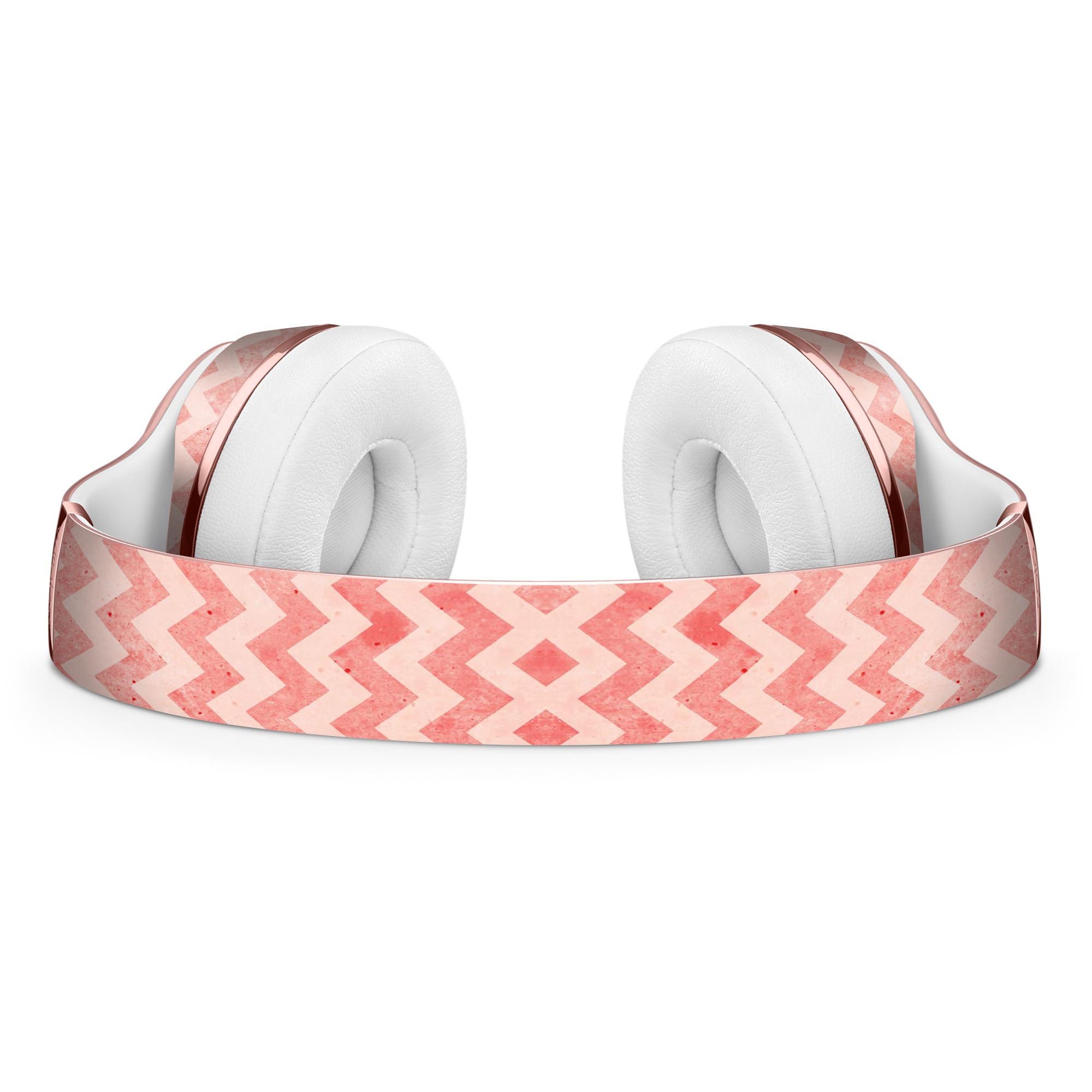 Antique Red Blush Chevron Pattern Skin Kit for Beats by Dre Solo 3 Wireless Headphones, showcasing stylish design and premium vinyl material.