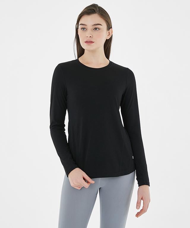 A stylish Anytime Long Sleeve shirt featuring a relaxed fit, diagonal waistline, and reflective tape details.