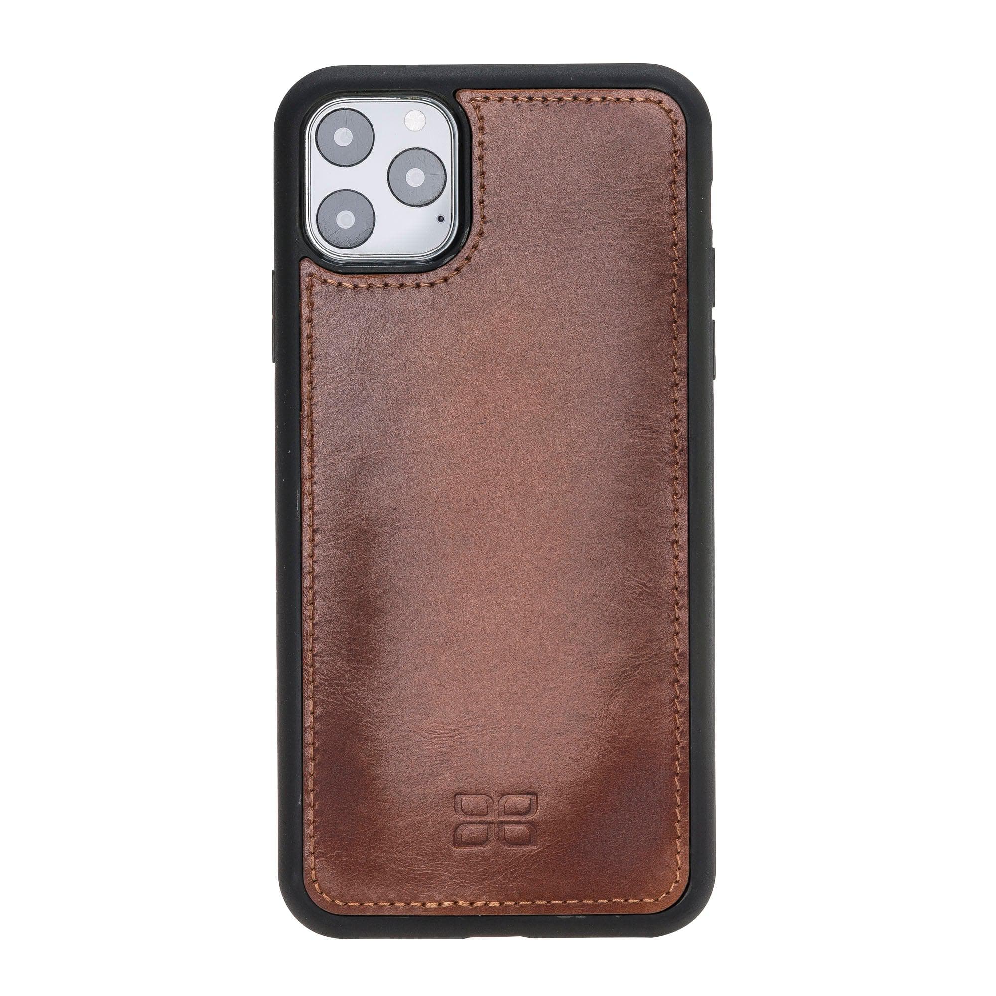 Apple iPhone 11 Series Detachable Leather Wallet Case in black, showcasing its sleek design and card slots.