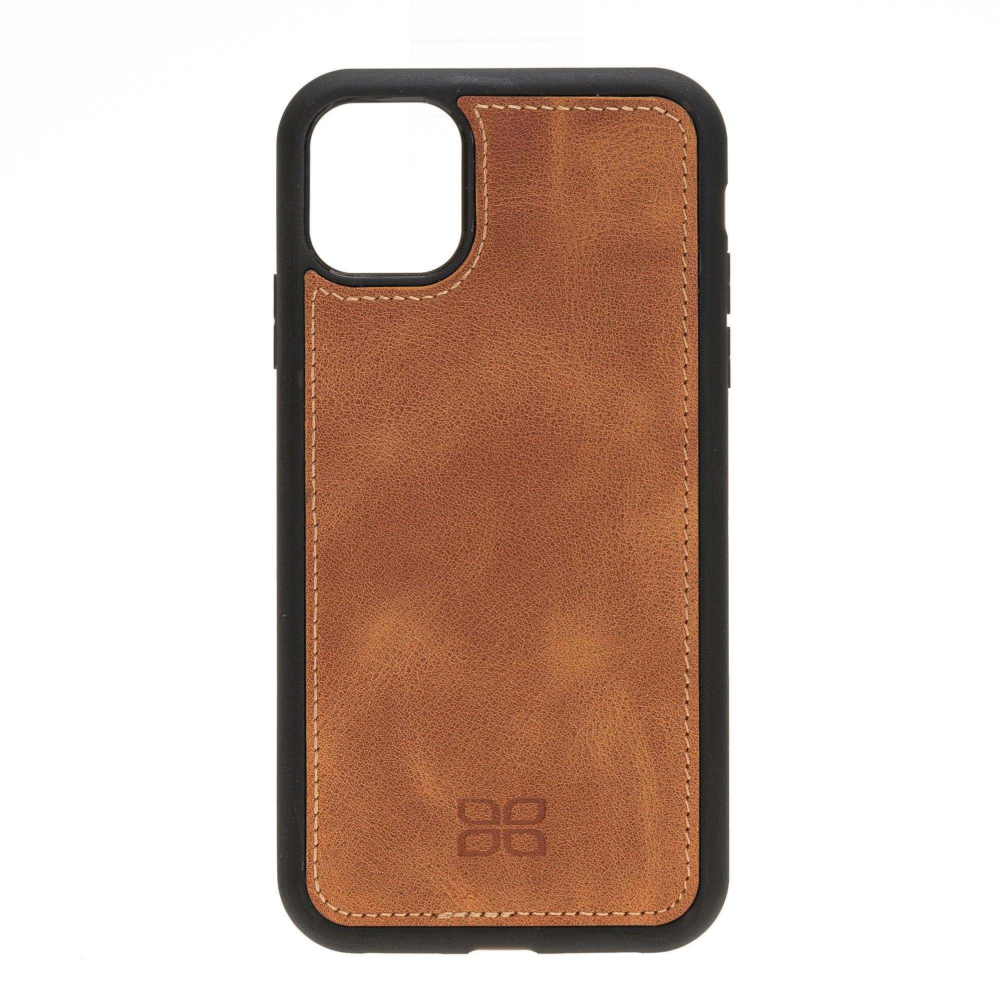 Apple iPhone 11 Series Detachable Leather Wallet Case in black, showcasing its sleek design and card slots.