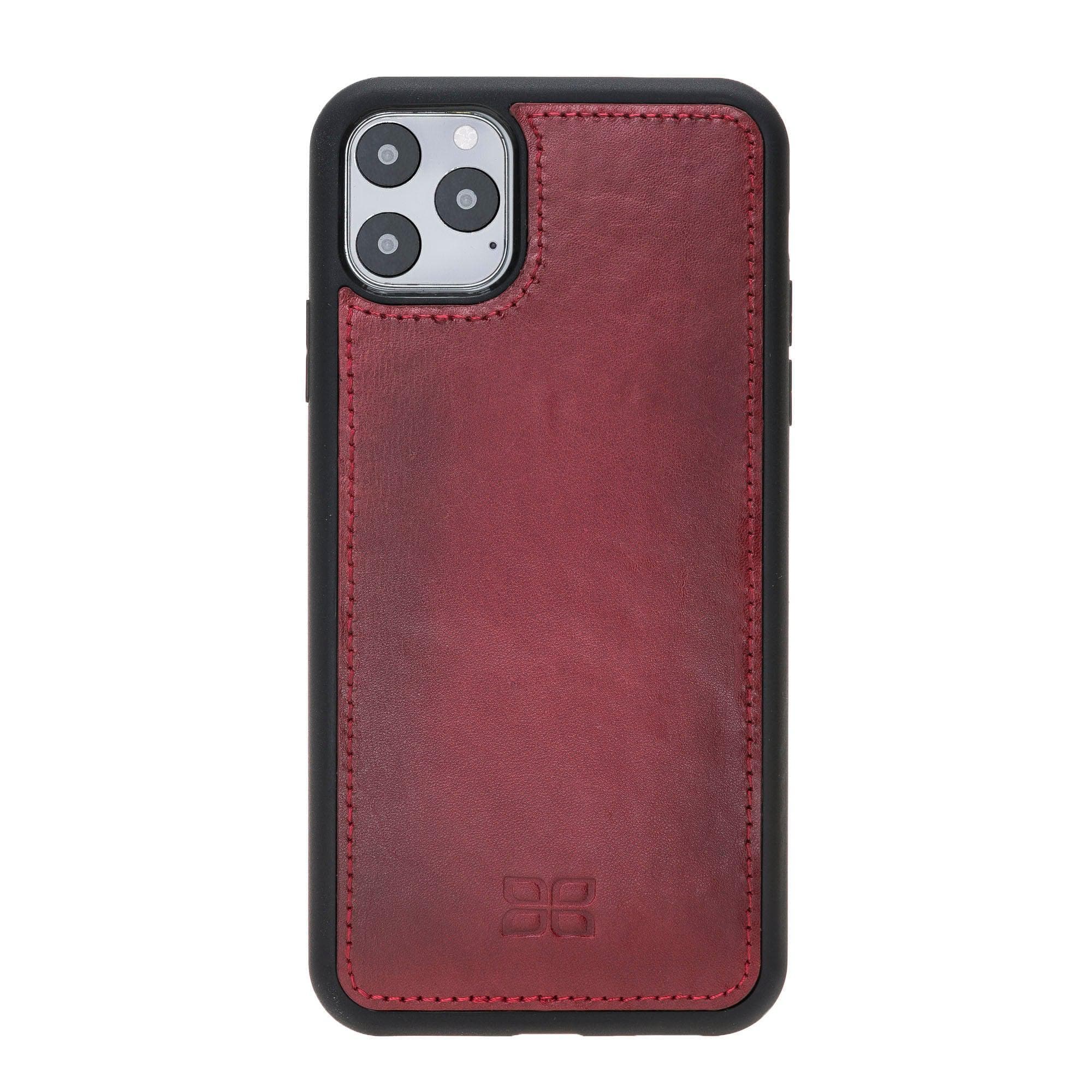 Apple iPhone 11 Series Detachable Leather Wallet Case in black, showcasing its sleek design and card slots.