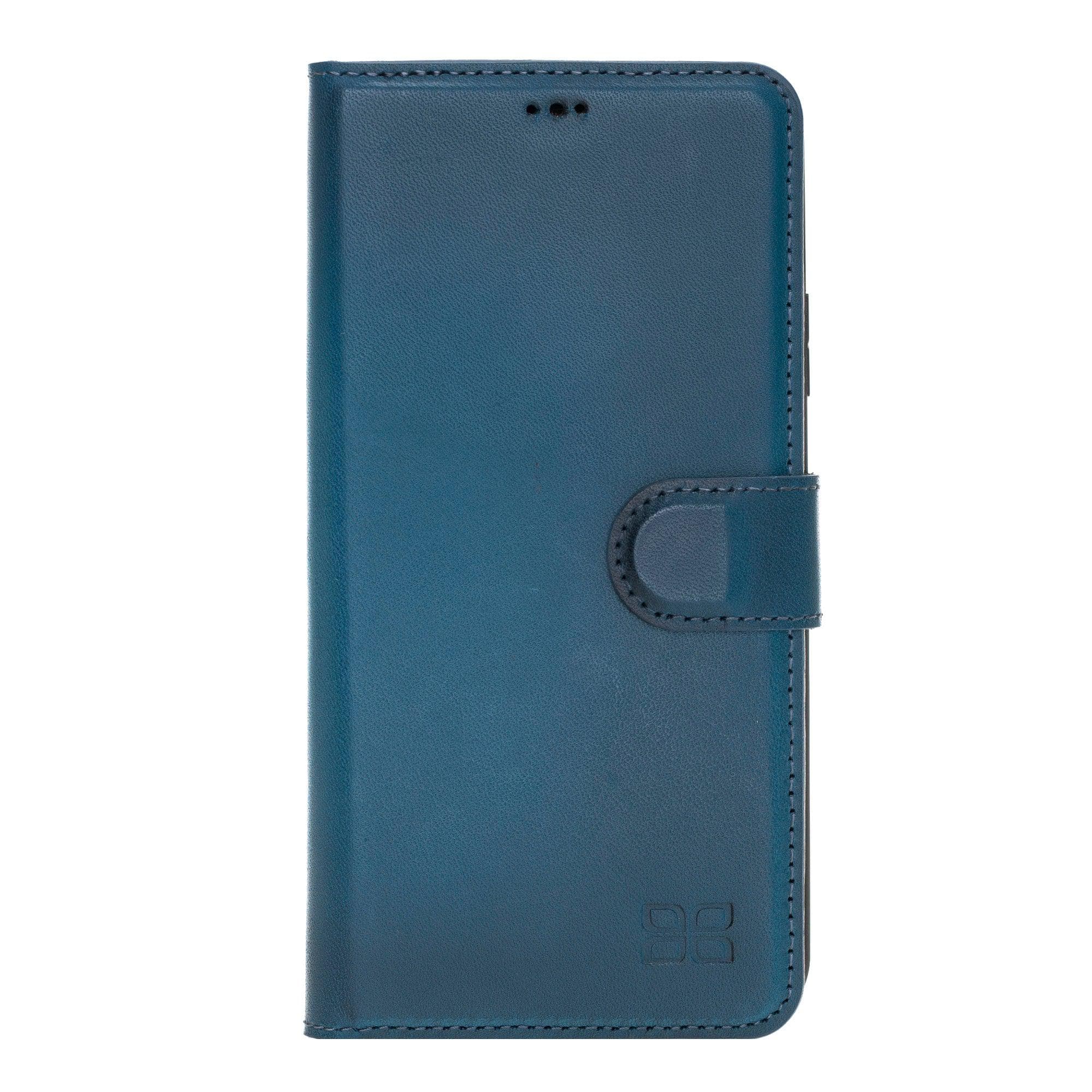 Apple iPhone 11 Series Detachable Leather Wallet Case in black, showcasing its sleek design and card slots.