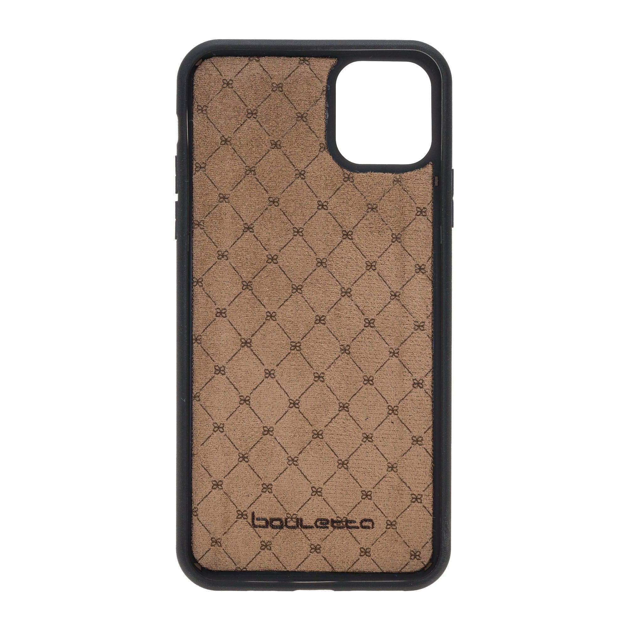 Apple iPhone 11 Series Detachable Leather Wallet Case in black, showcasing its sleek design and card slots.