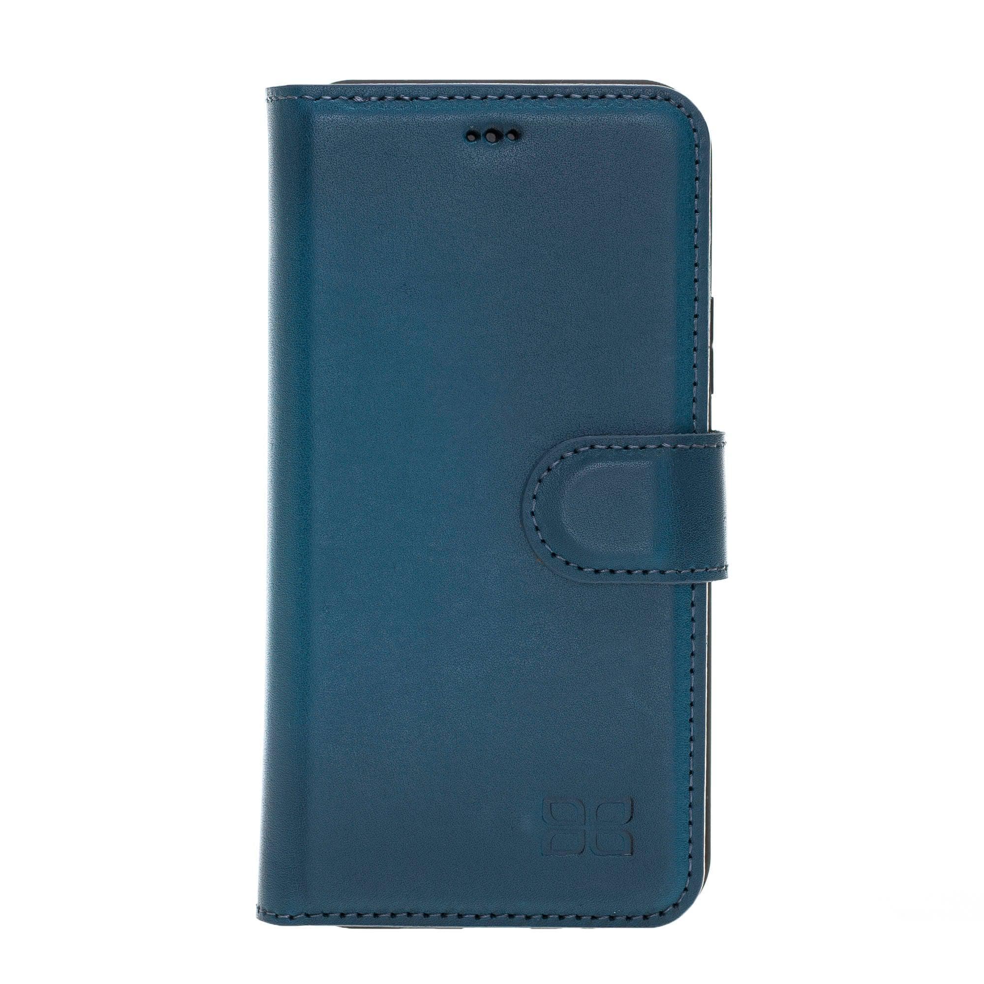 Apple iPhone 11 Series Detachable Leather Wallet Case in black, showcasing its sleek design and card slots.