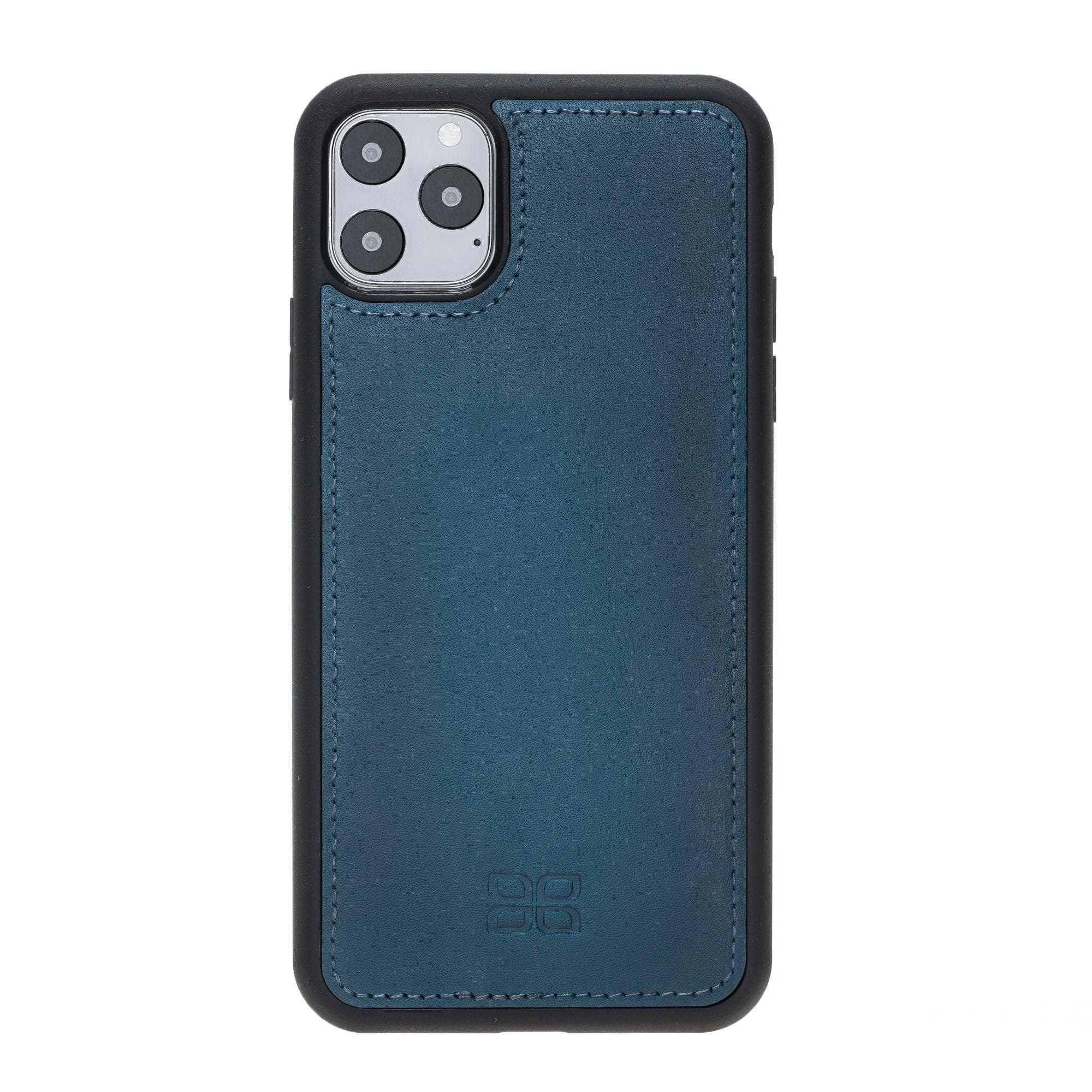 Apple iPhone 11 Series Detachable Leather Wallet Case in black, showcasing its sleek design and card slots.