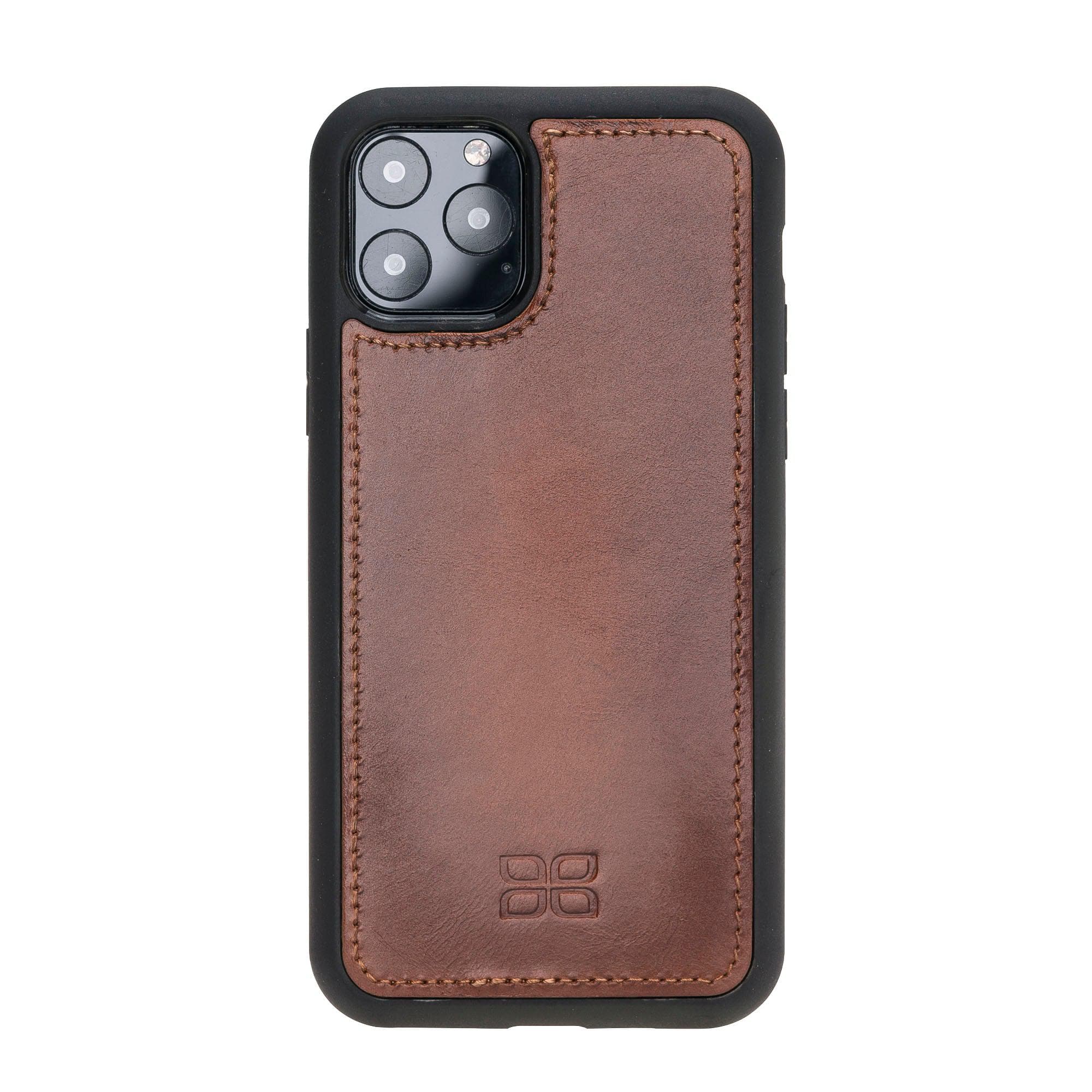 Apple iPhone 11 Series Detachable Leather Wallet Case in black, showcasing its sleek design and card slots.