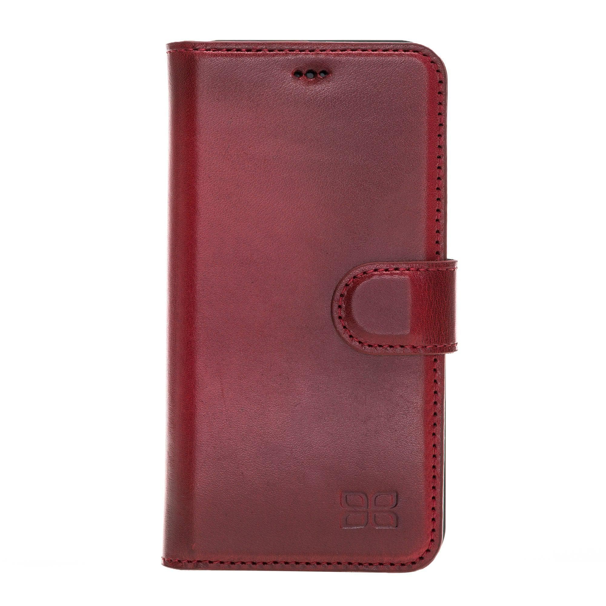 Apple iPhone 11 Series Detachable Leather Wallet Case in black, showcasing its sleek design and card slots.