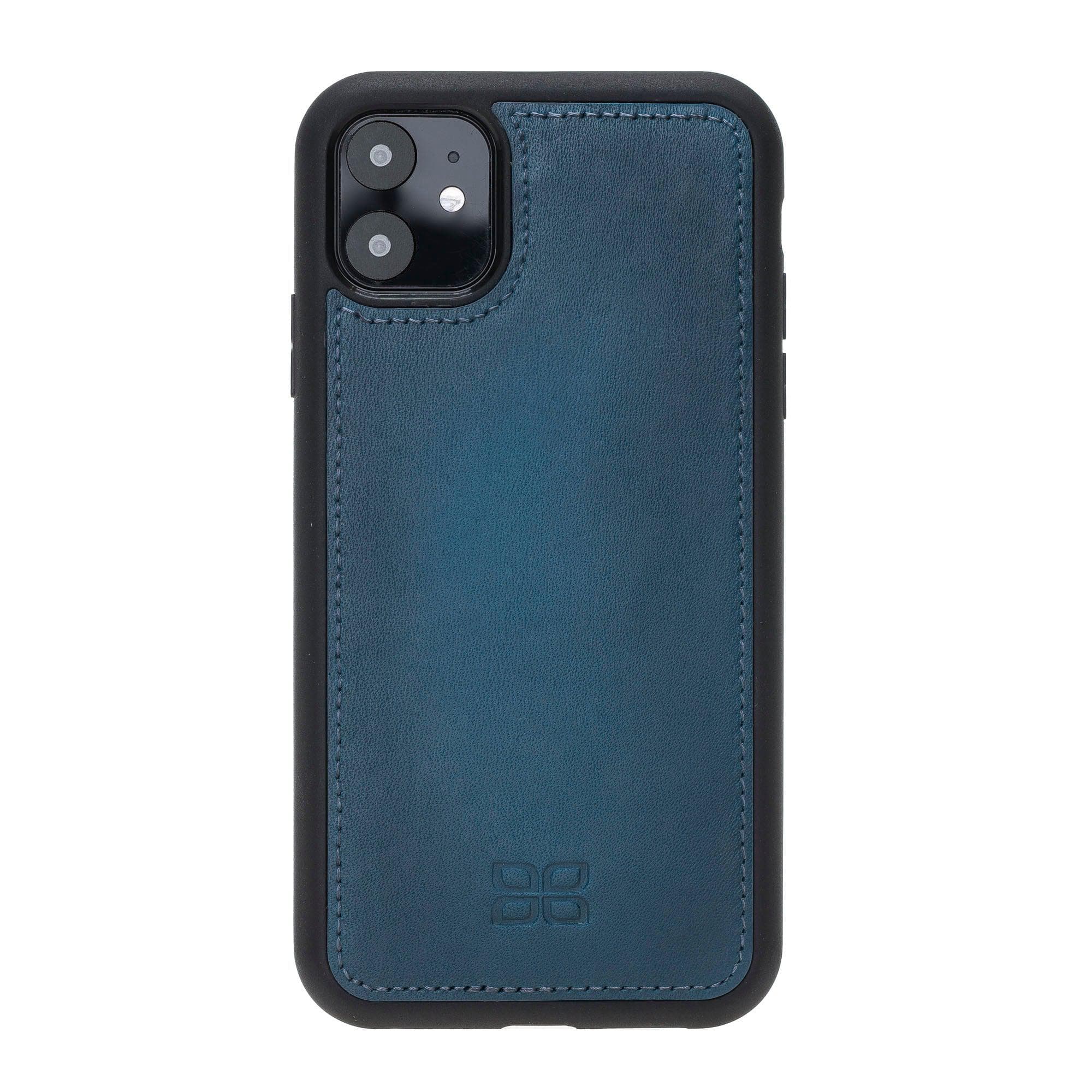 Apple iPhone 11 Series Detachable Leather Wallet Case in black, showcasing its sleek design and card slots.