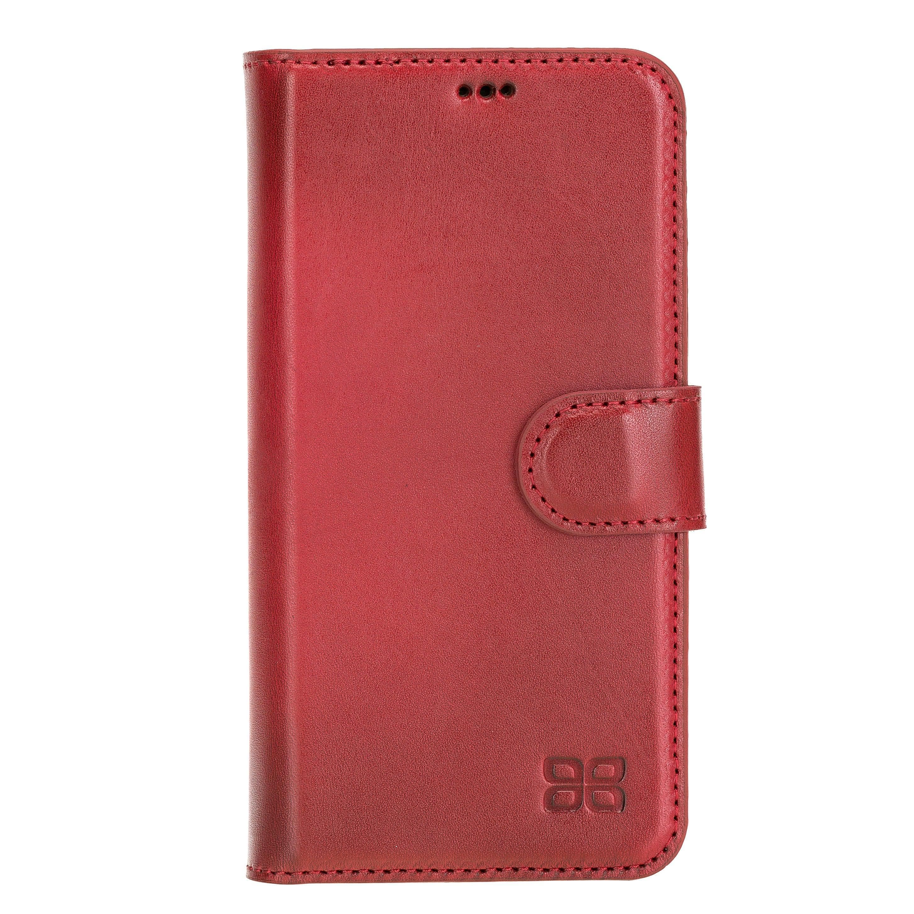 Bouletta iPhone 12 Series Detachable Leather Wallet Case in black, showcasing card slots and banknotes compartment.