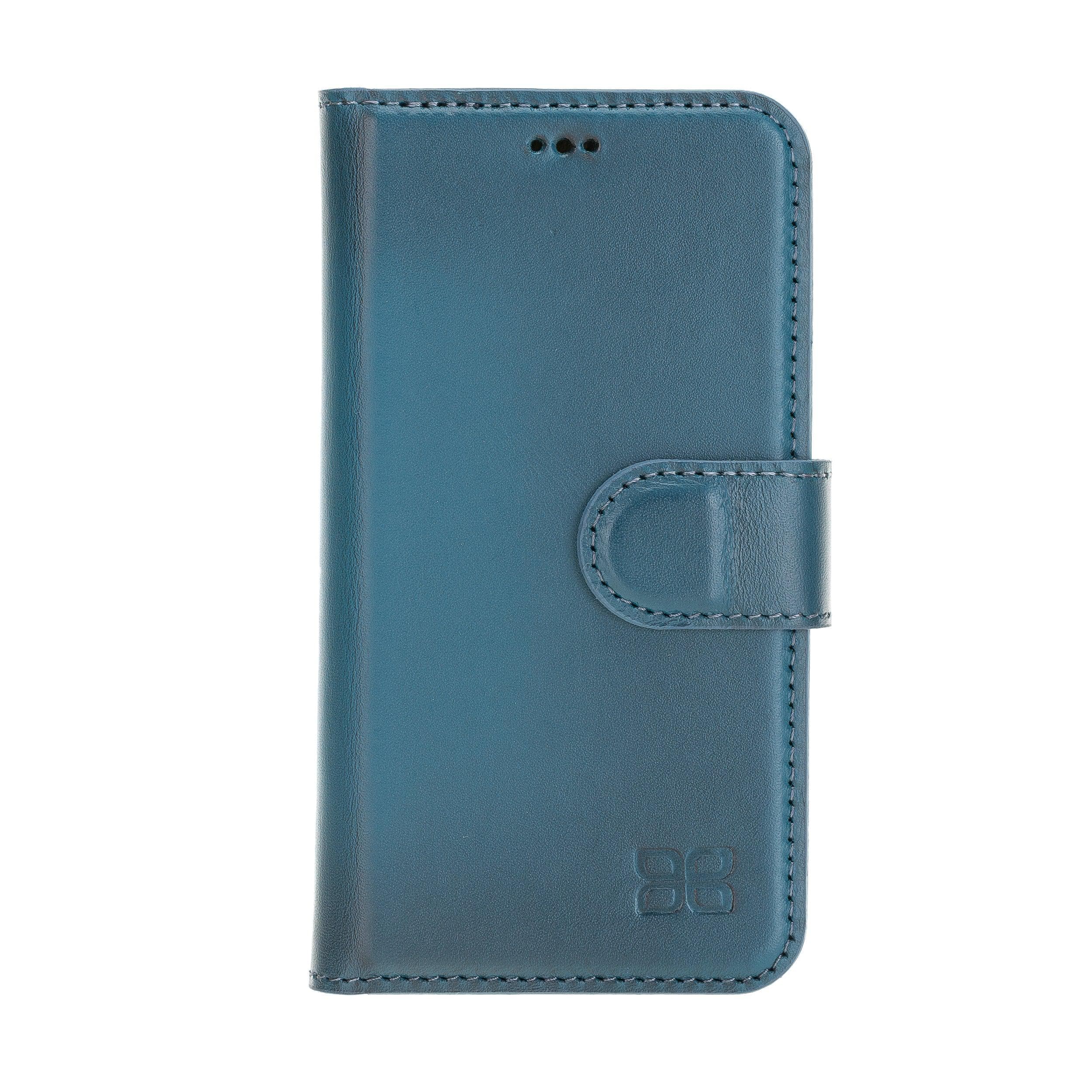 Bouletta iPhone 12 Series Detachable Leather Wallet Case in black, showcasing card slots and banknotes compartment.