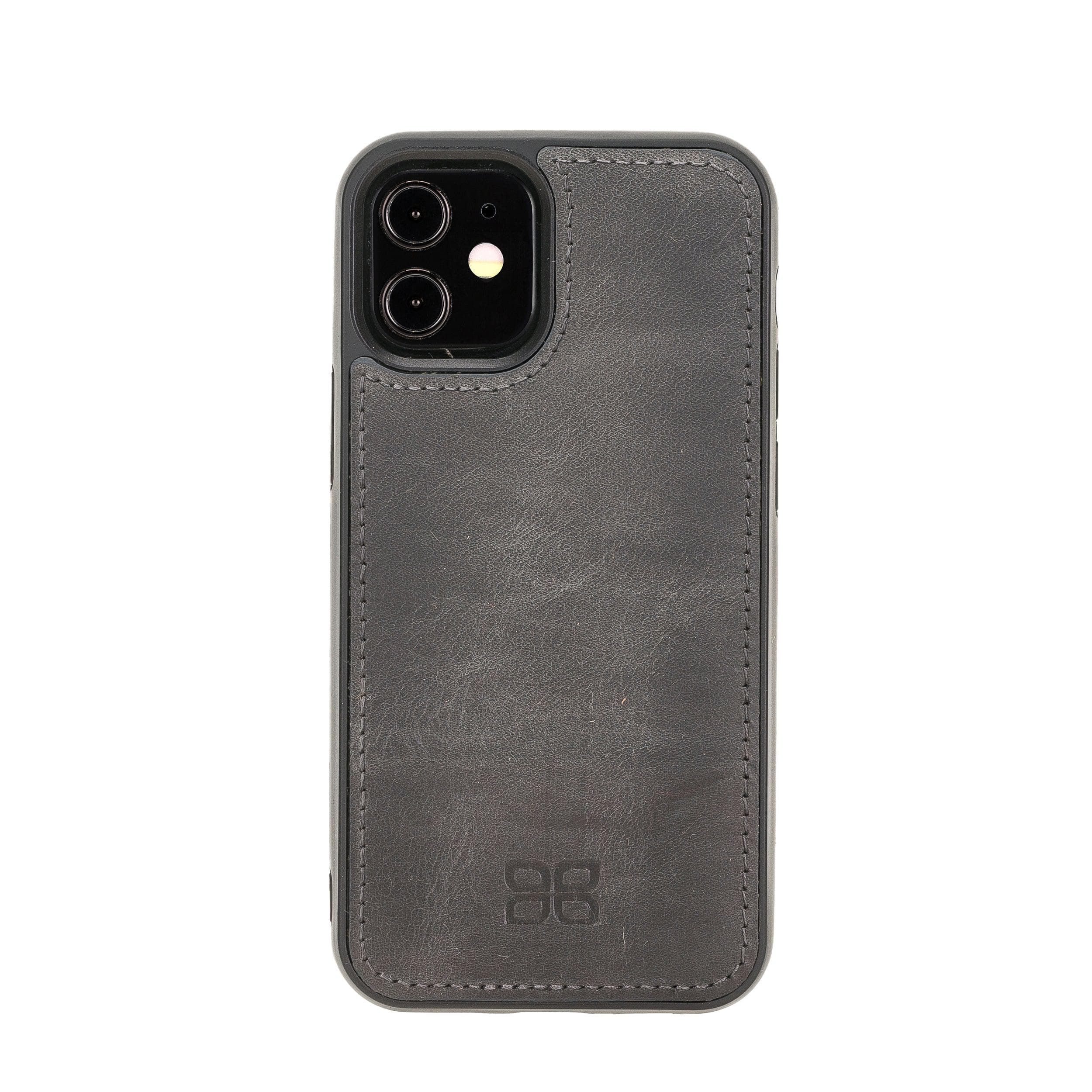 Bouletta iPhone 12 Series Detachable Leather Wallet Case in black, showcasing card slots and banknotes compartment.