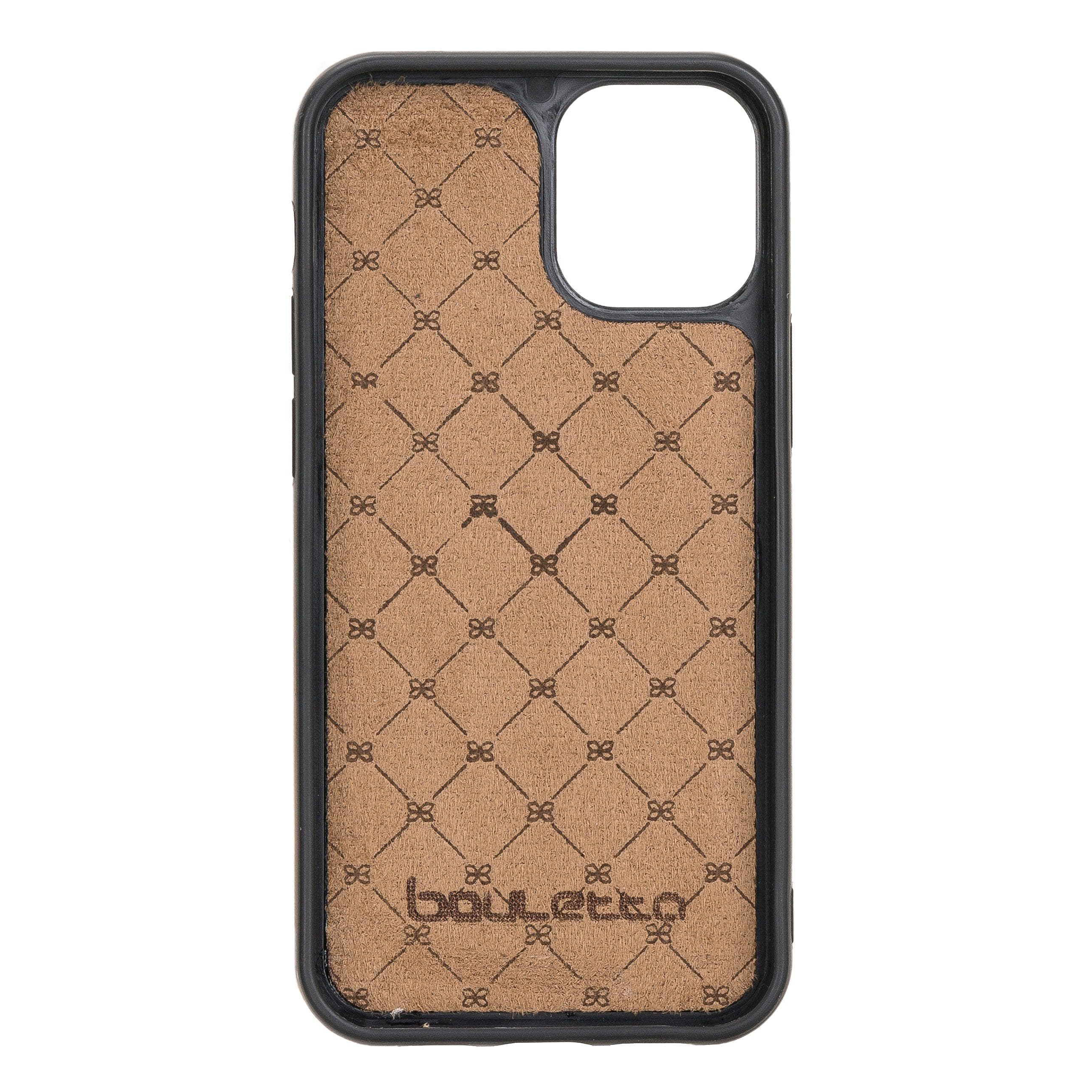 Bouletta iPhone 12 Series Detachable Leather Wallet Case in black, showcasing card slots and banknotes compartment.