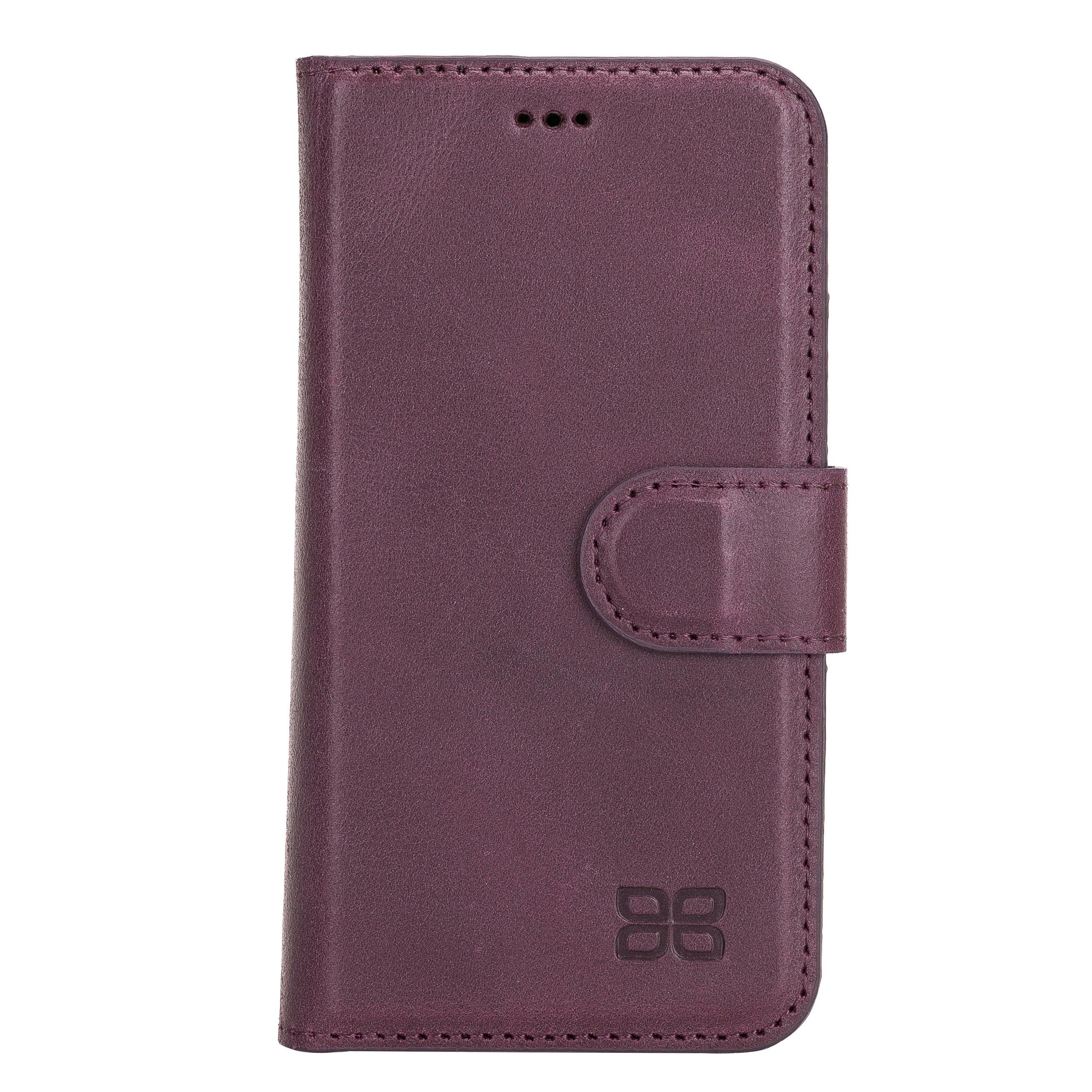 Bouletta iPhone 12 Series Detachable Leather Wallet Case in black, showcasing card slots and banknotes compartment.