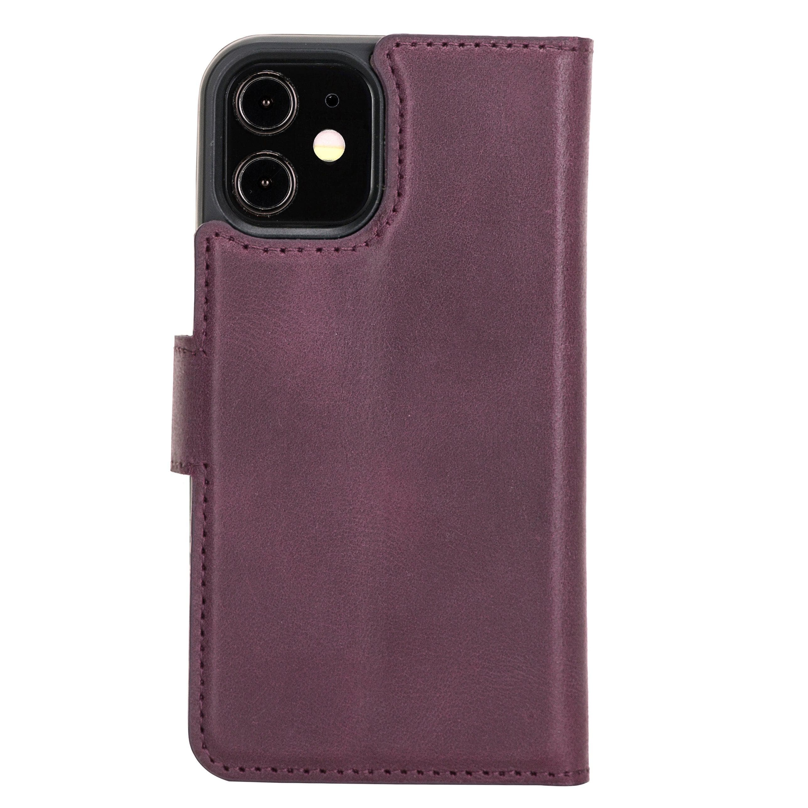 Bouletta iPhone 12 Series Detachable Leather Wallet Case in black, showcasing card slots and banknotes compartment.