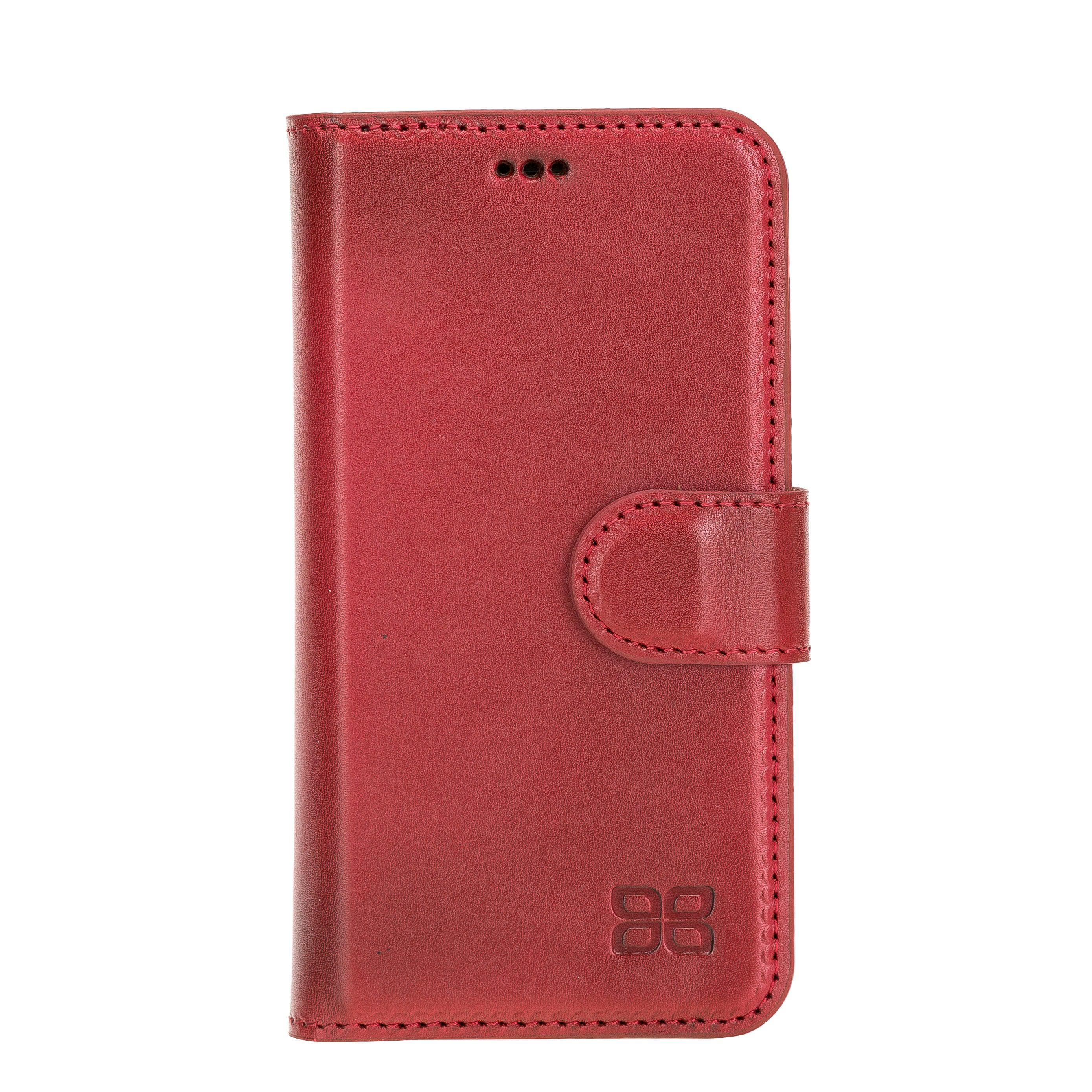 Bouletta iPhone 12 Series Detachable Leather Wallet Case in black, showcasing card slots and banknotes compartment.