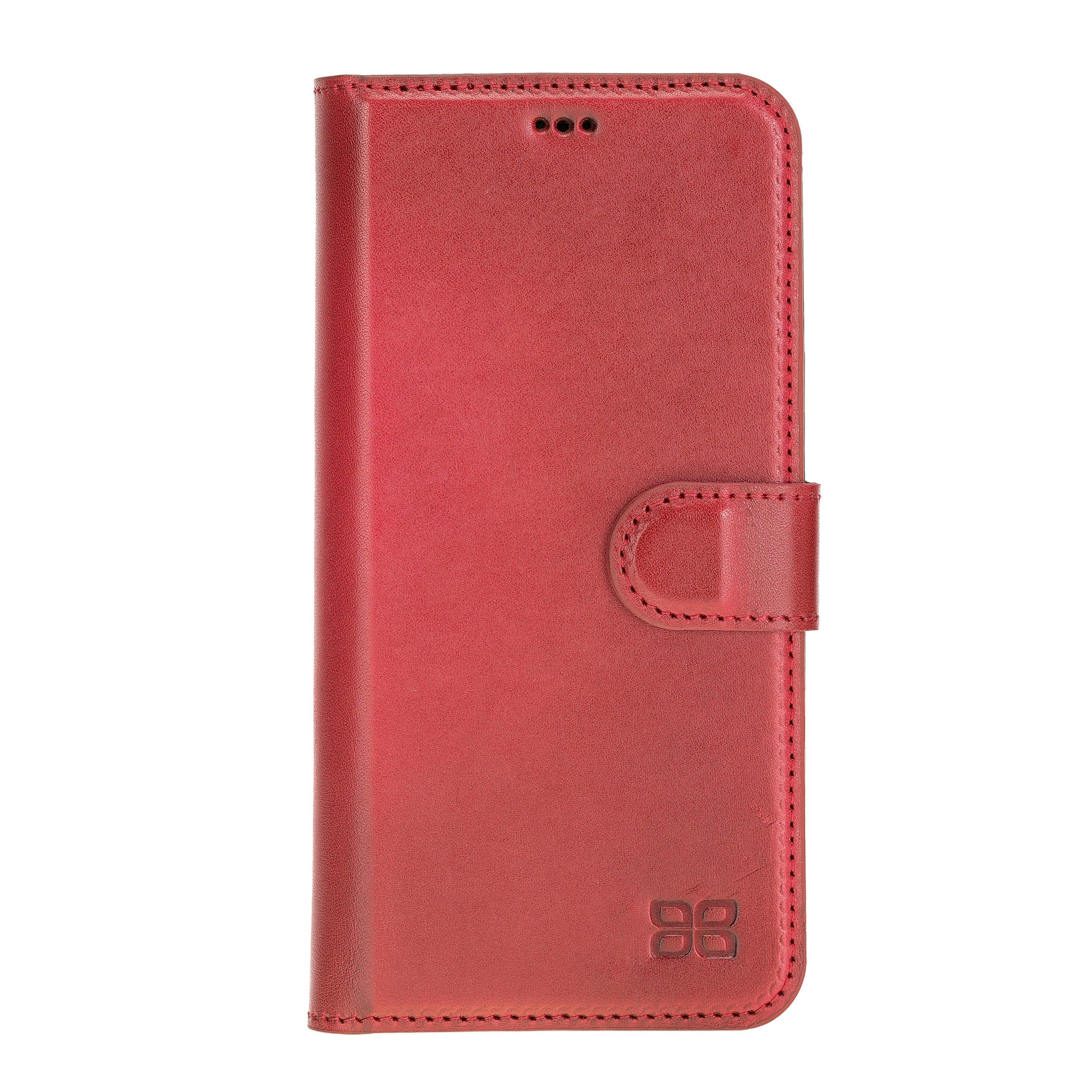 Bouletta iPhone 12 Series Detachable Leather Wallet Case in black, showcasing card slots and banknotes compartment.