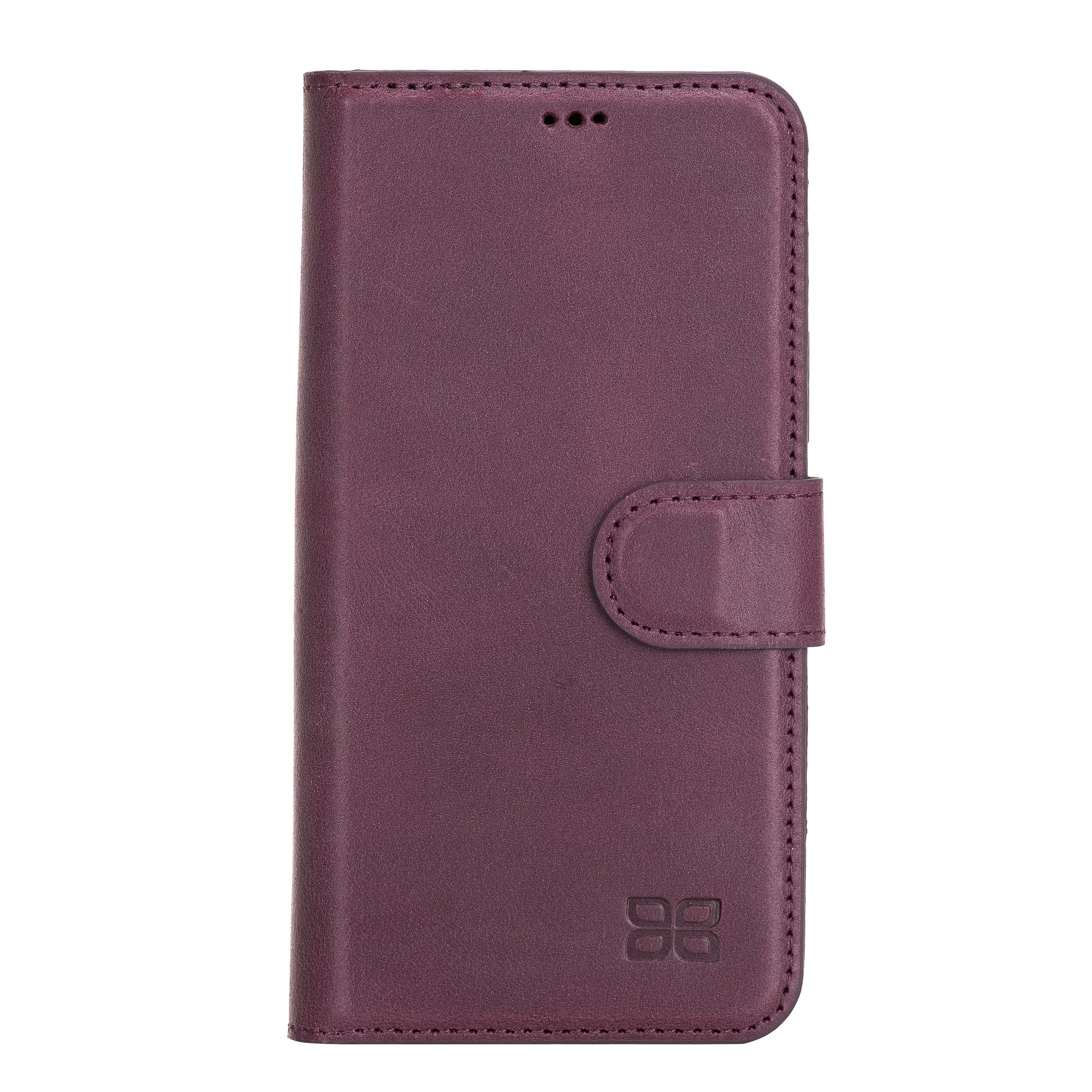 Bouletta iPhone 12 Series Detachable Leather Wallet Case in black, showcasing card slots and banknotes compartment.