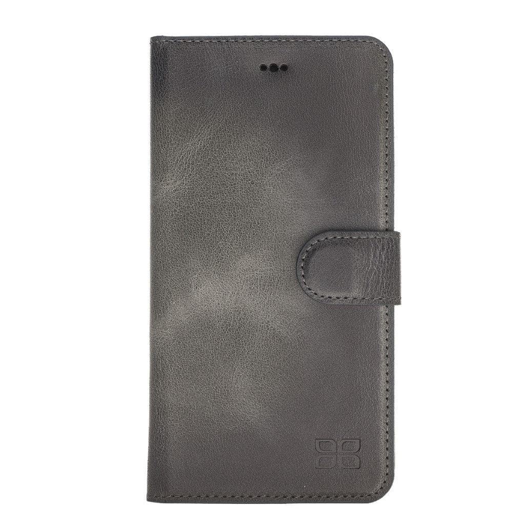 Apple iPhone X Series Detachable Leather Wallet Case in black, showcasing its sleek design, card slots, and kickstand feature.