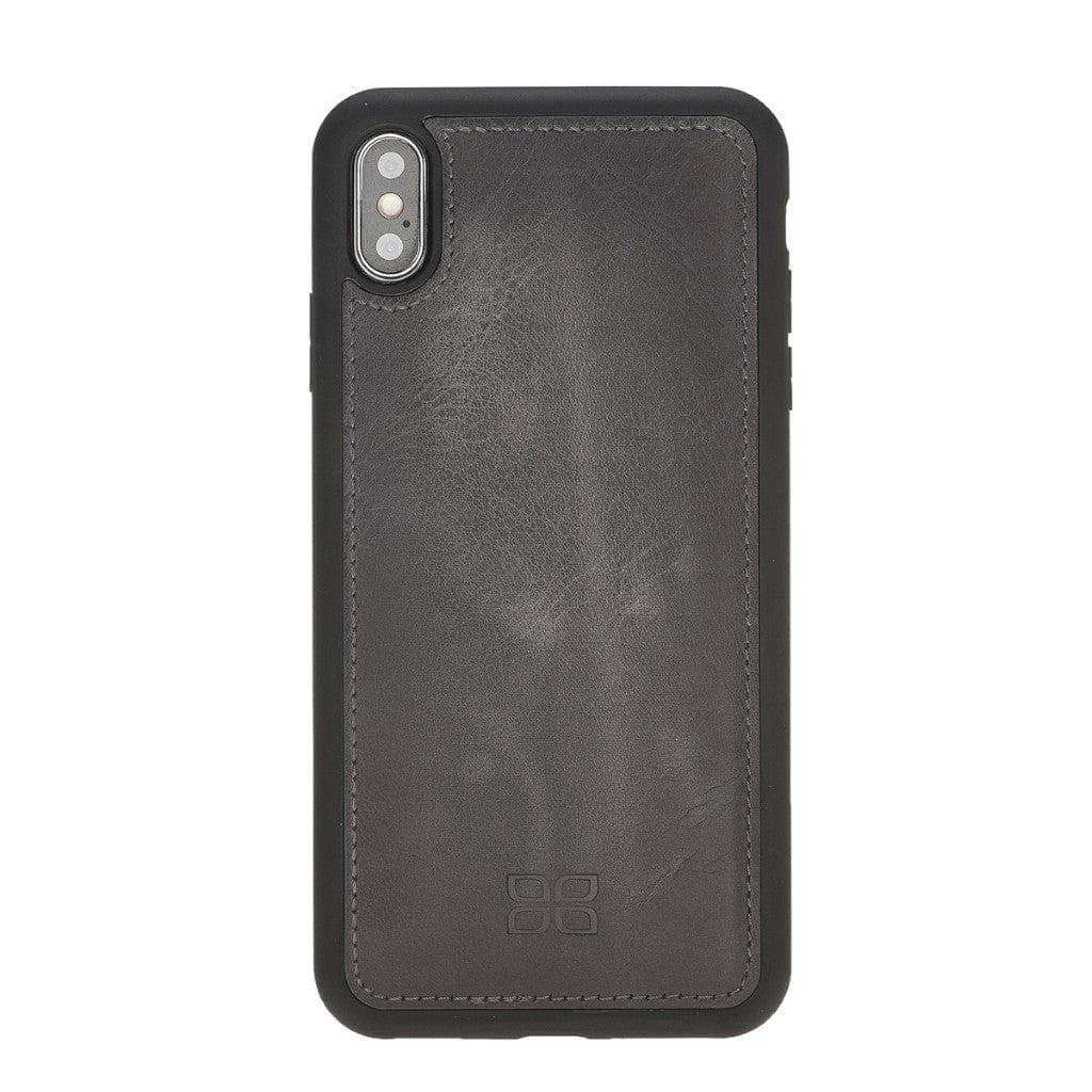 Apple iPhone X Series Detachable Leather Wallet Case in black, showcasing its sleek design, card slots, and kickstand feature.