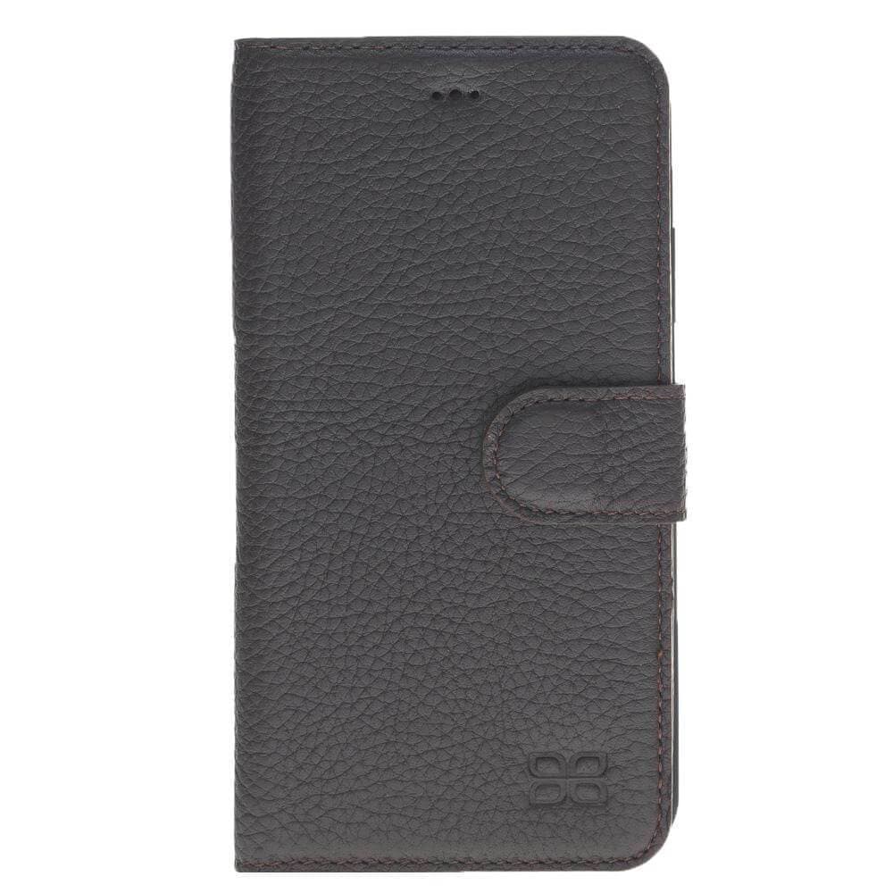 Apple iPhone X Series Detachable Leather Wallet Case in black, showcasing its sleek design, card slots, and kickstand feature.