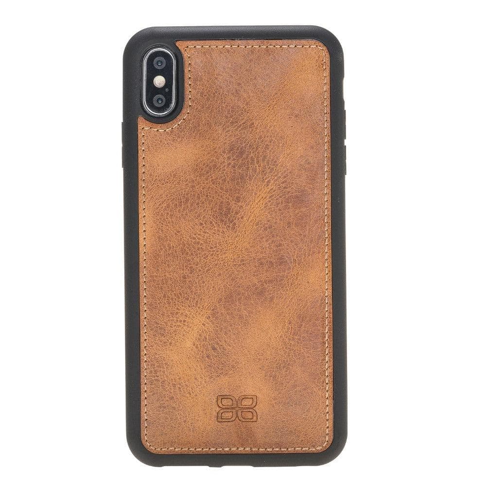 Apple iPhone X Series Detachable Leather Wallet Case in black, showcasing its sleek design, card slots, and kickstand feature.