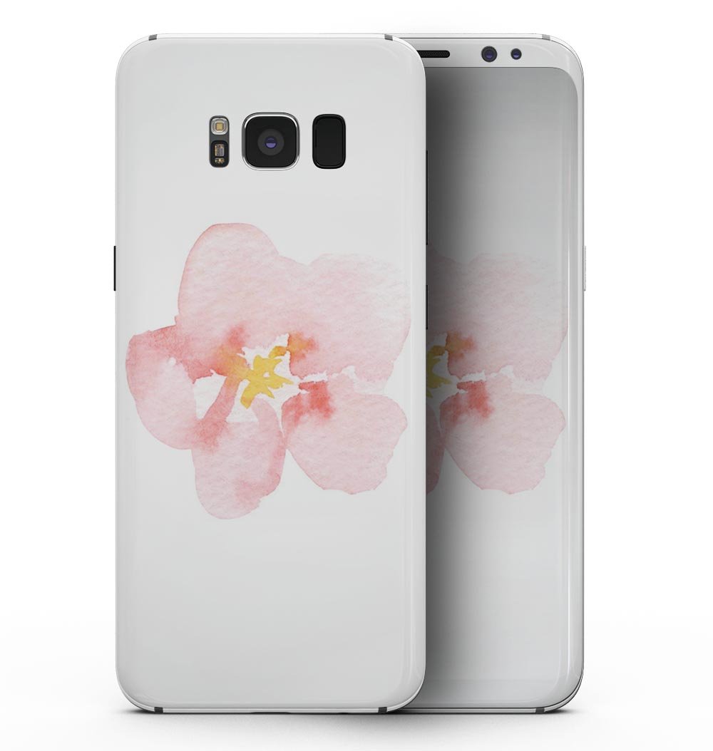 Apricot Watercolor Hibiscus skin for Samsung Galaxy S8, showcasing vibrant floral design on a sleek device.