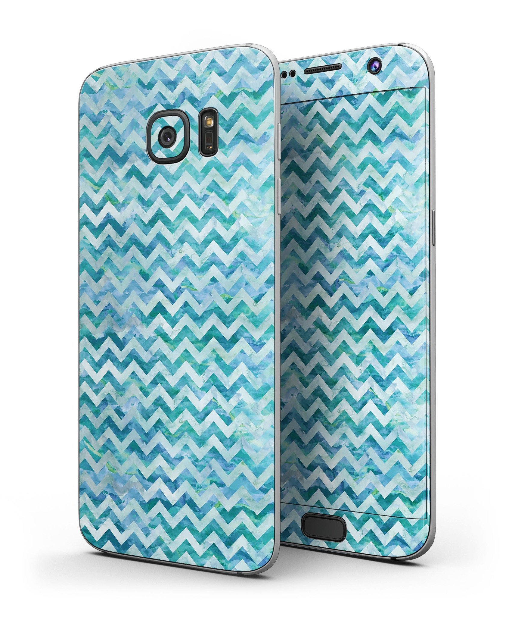 Aqua Basic Watercolor Chevron Pattern skin for Samsung Galaxy S7, showcasing vibrant colors and stylish design.