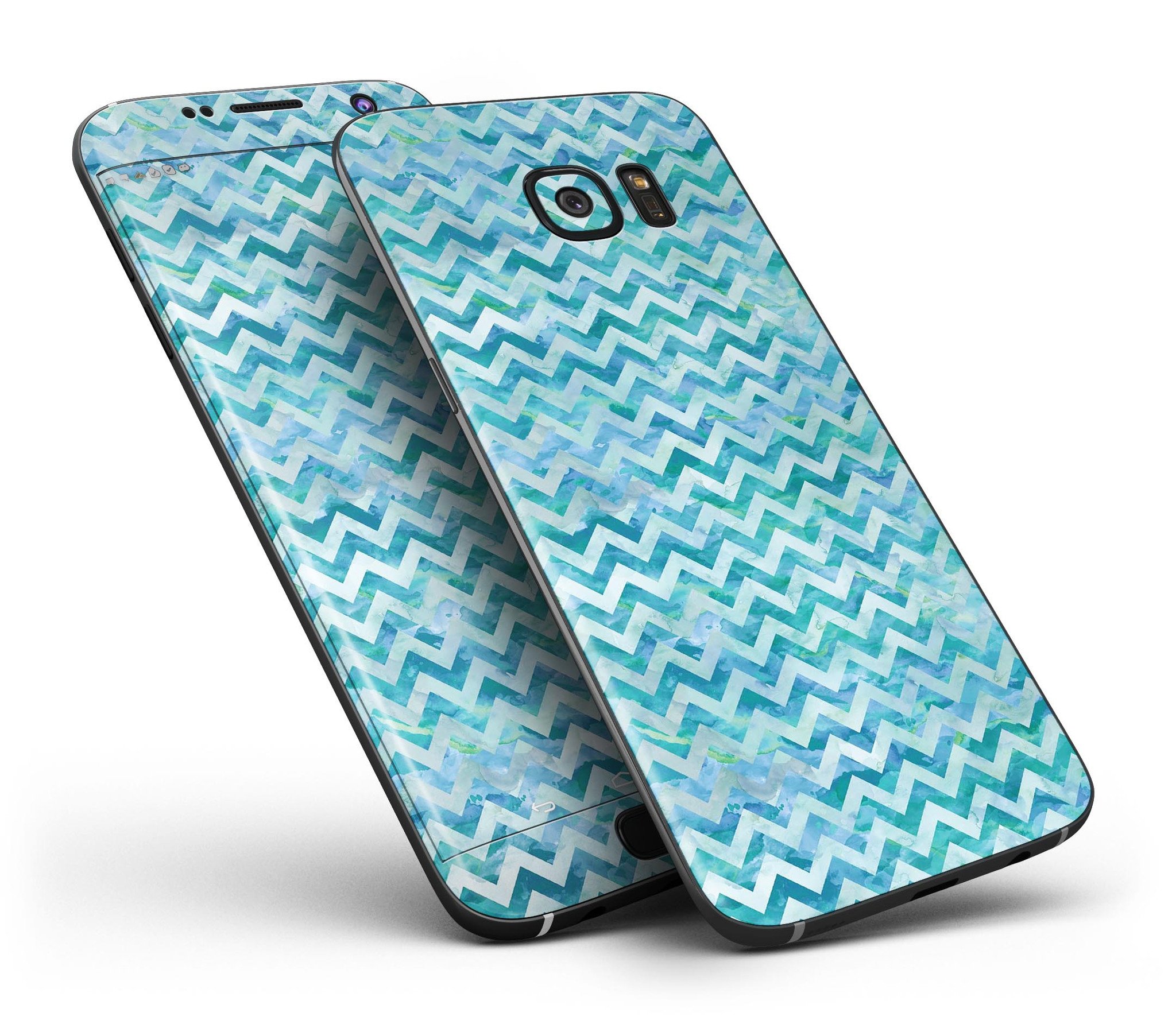 Aqua Basic Watercolor Chevron Pattern skin for Samsung Galaxy S7, showcasing vibrant colors and stylish design.