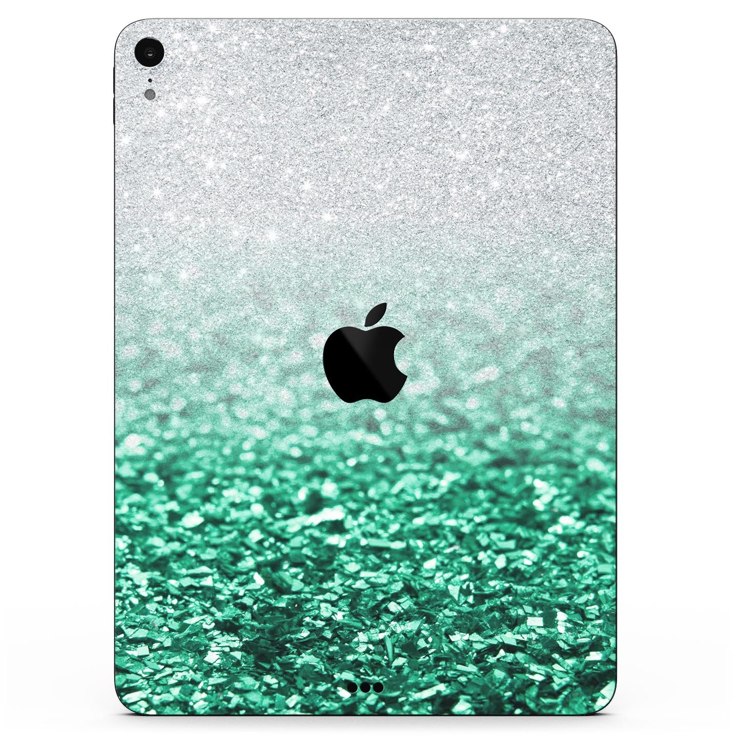 Aqua Green & Silver Glimmer Fade skin decal for Apple devices, showcasing a stylish design with premium 3M materials.