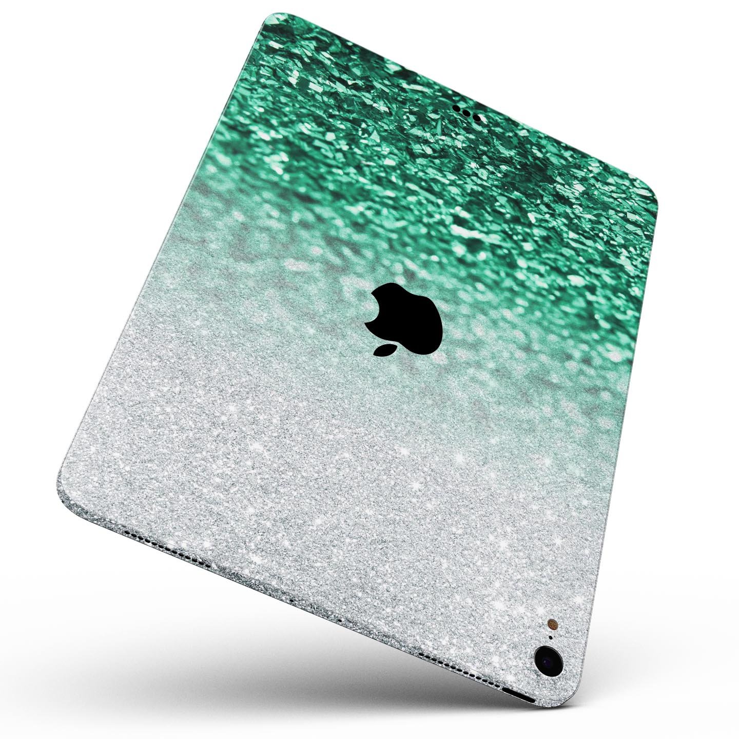 Aqua Green & Silver Glimmer Fade skin decal for Apple devices, showcasing a stylish design with premium 3M materials.